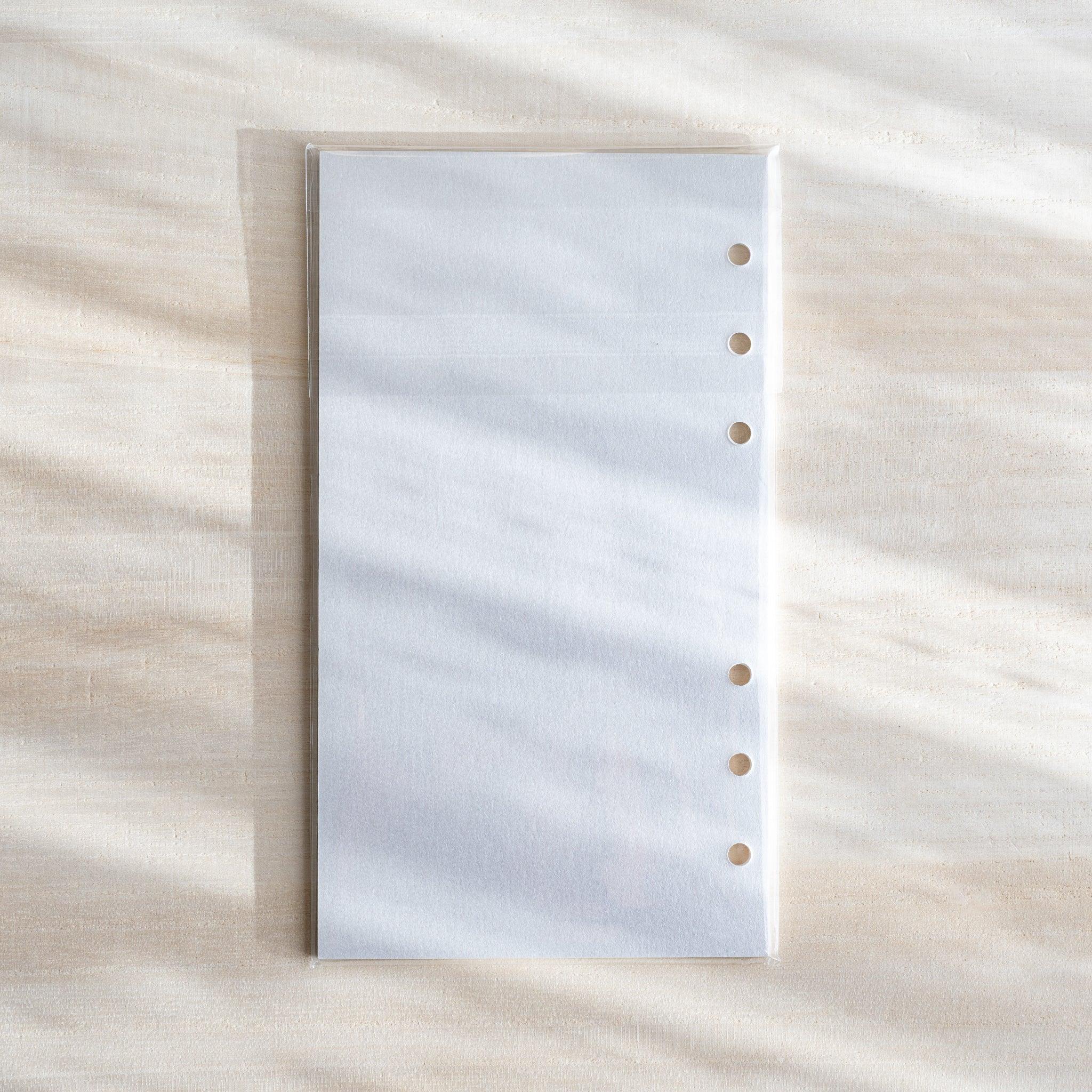 Kate Joe Onion Skin refill detail showing lightweight paper quality on white pages                            