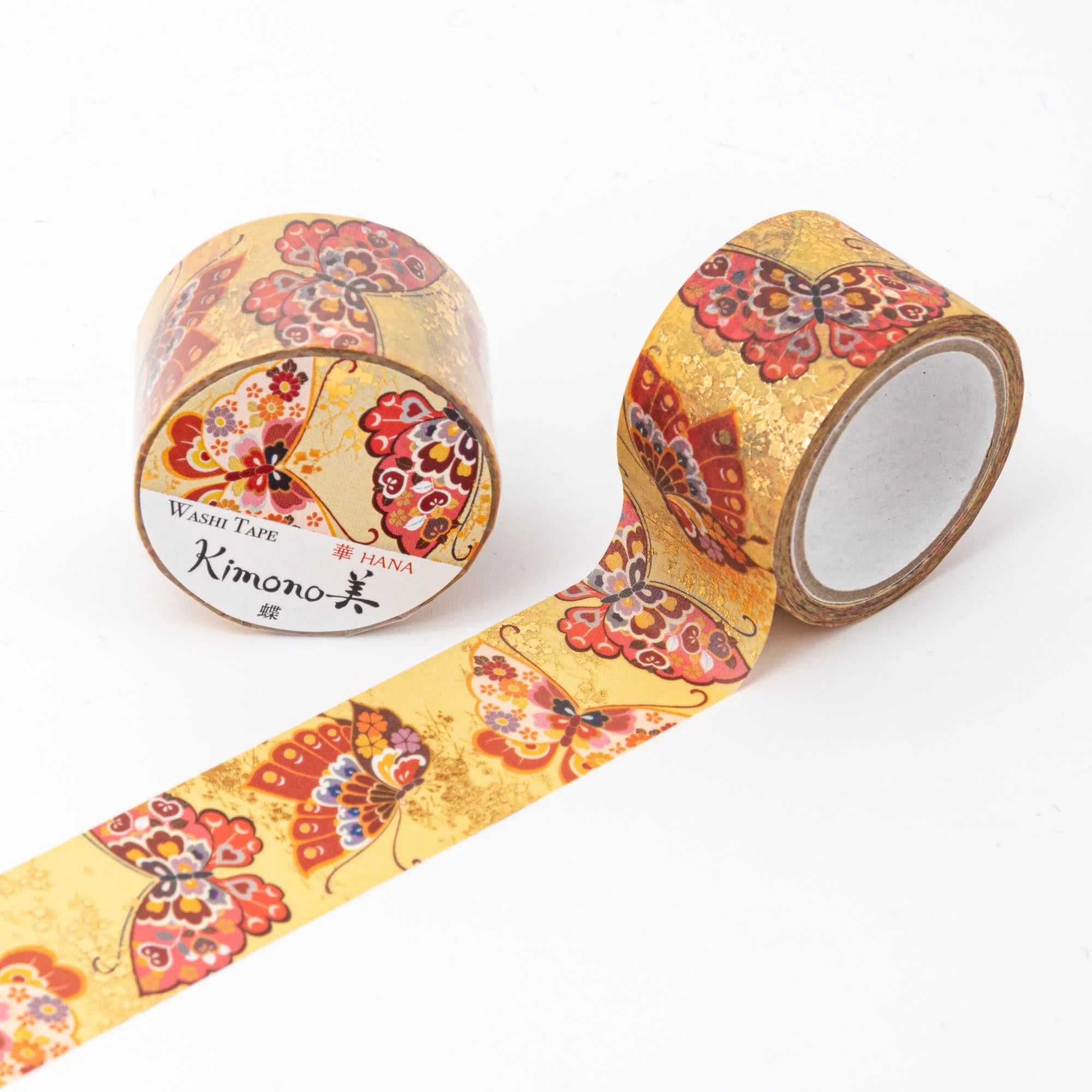 Kimono Beauty Series Butterfly Iyo Washi Tape front close-up displaying detailed butterfly wing pattern design