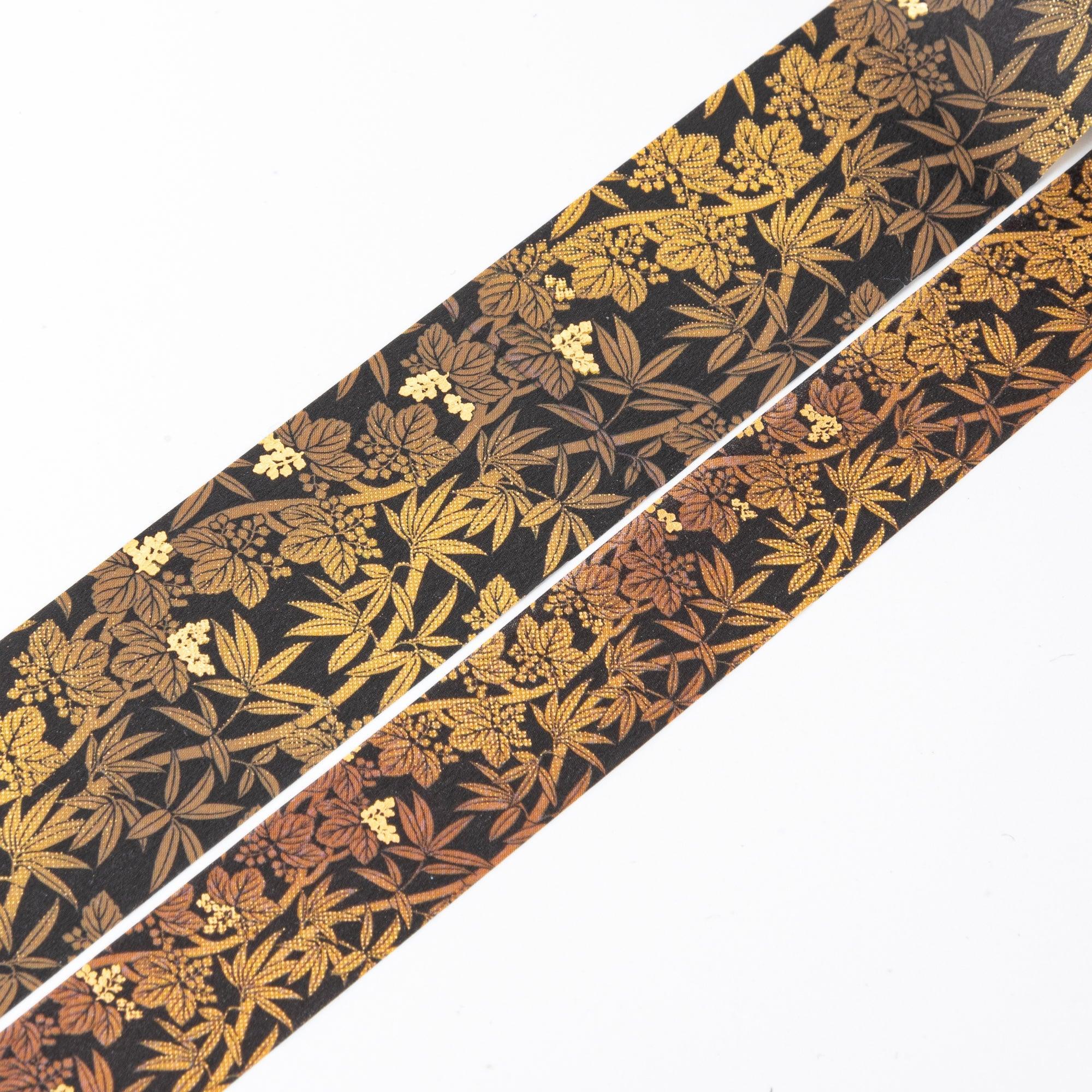 Kimono Beauty Series Paulownia Bamboo Iyo Washi Tape angled view showing paulownia leaf design illustrated