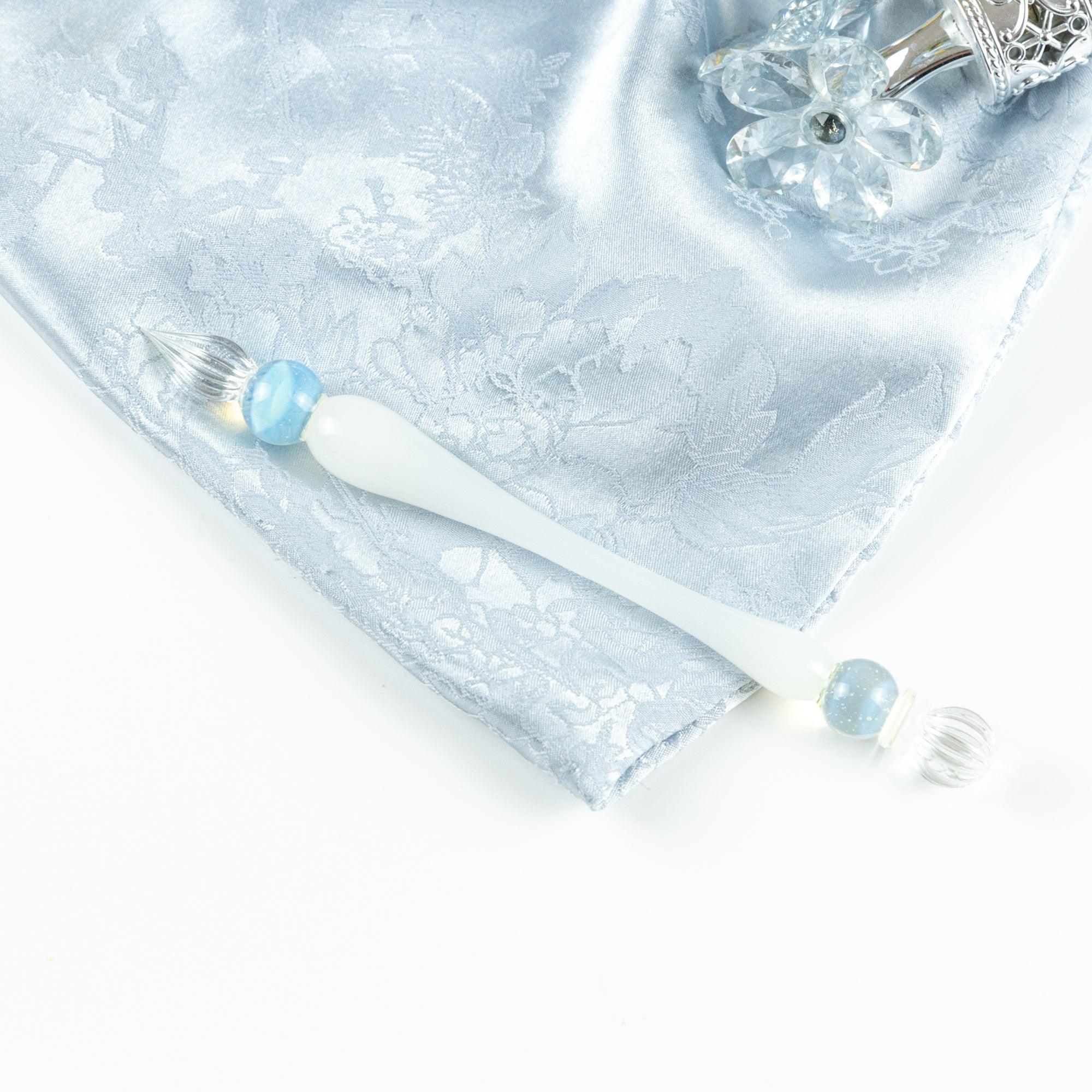 King's Scepter white glass dip pen features hand-blown glass stem with ornamental design accent hand-made