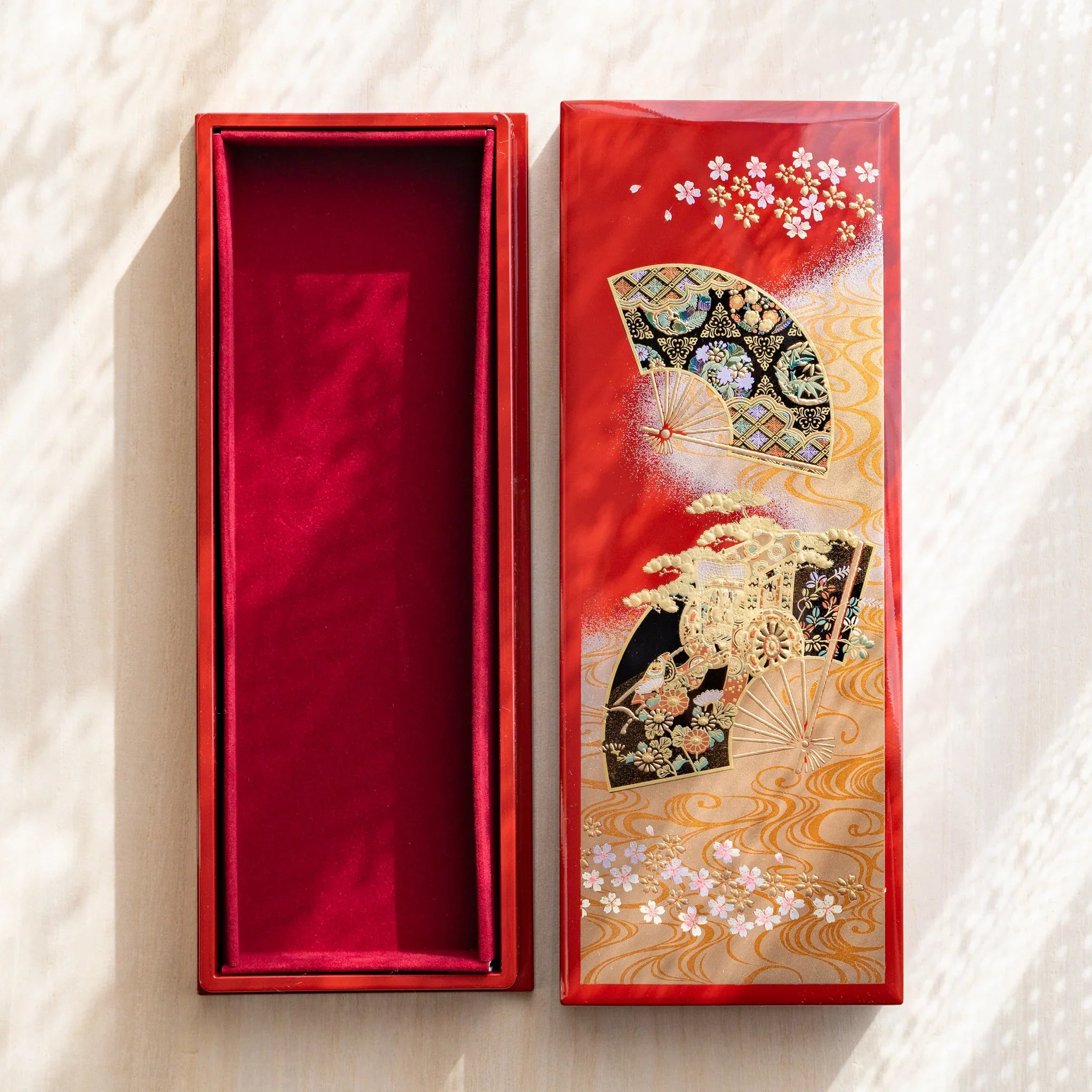 Kyoto Elegance Yamanaka pen case displaying full case traditional Japanese art                                