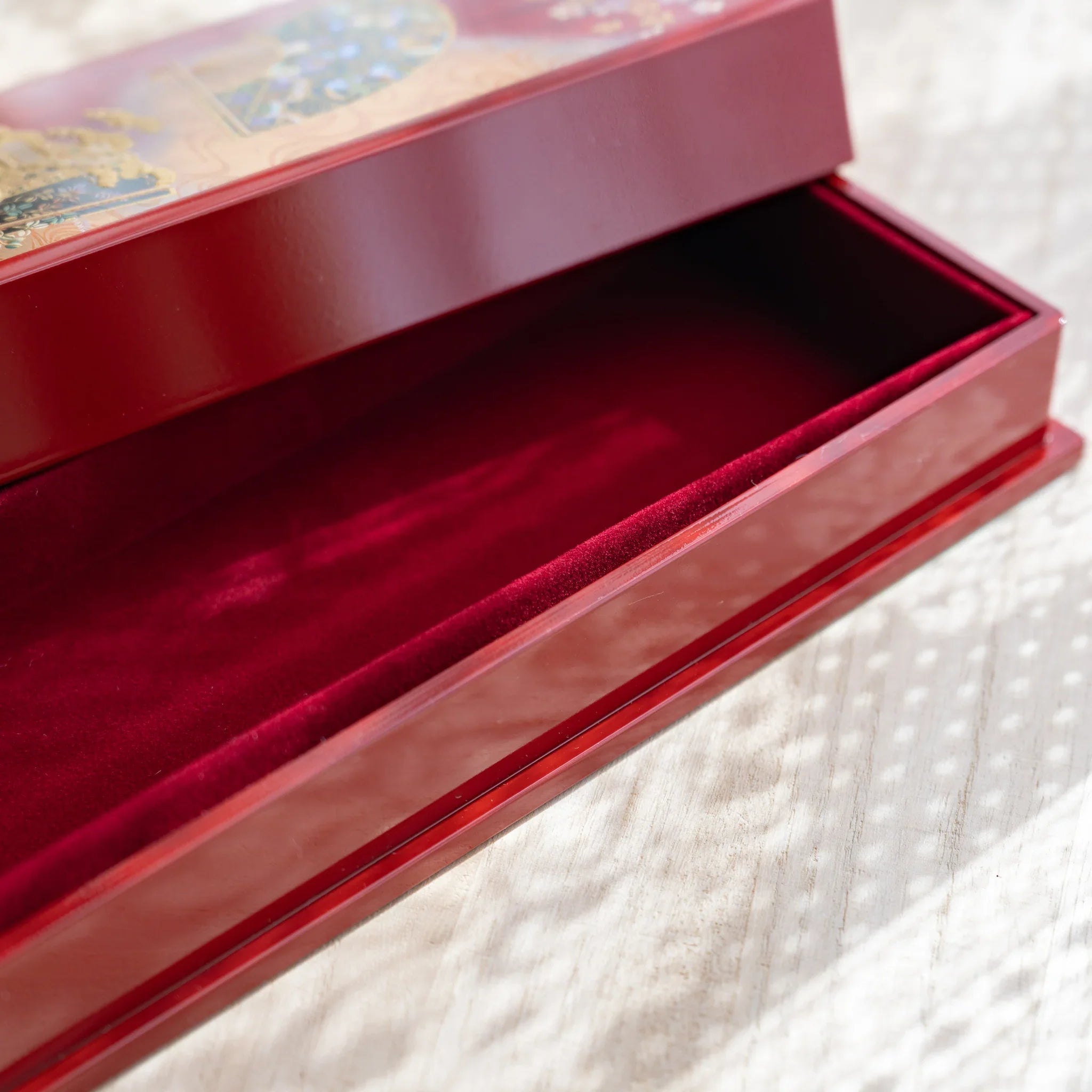 Kyoto Elegance Yamanaka pen case open showing traditional Japanese floral                                     