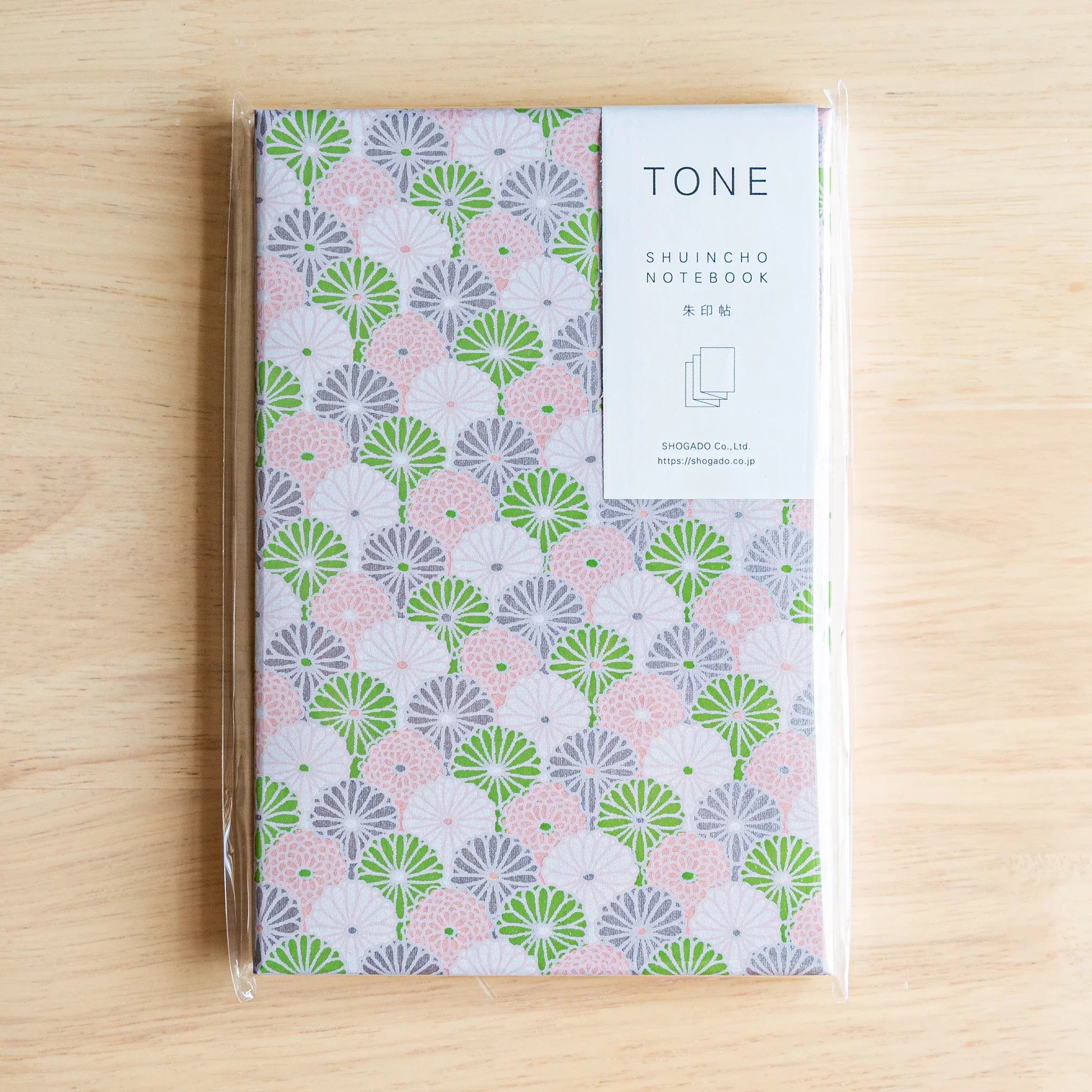 Lavender Mist Pastel Goshuincho stamp book final view showing complete accordion pages and chrysanthemum pattern detail