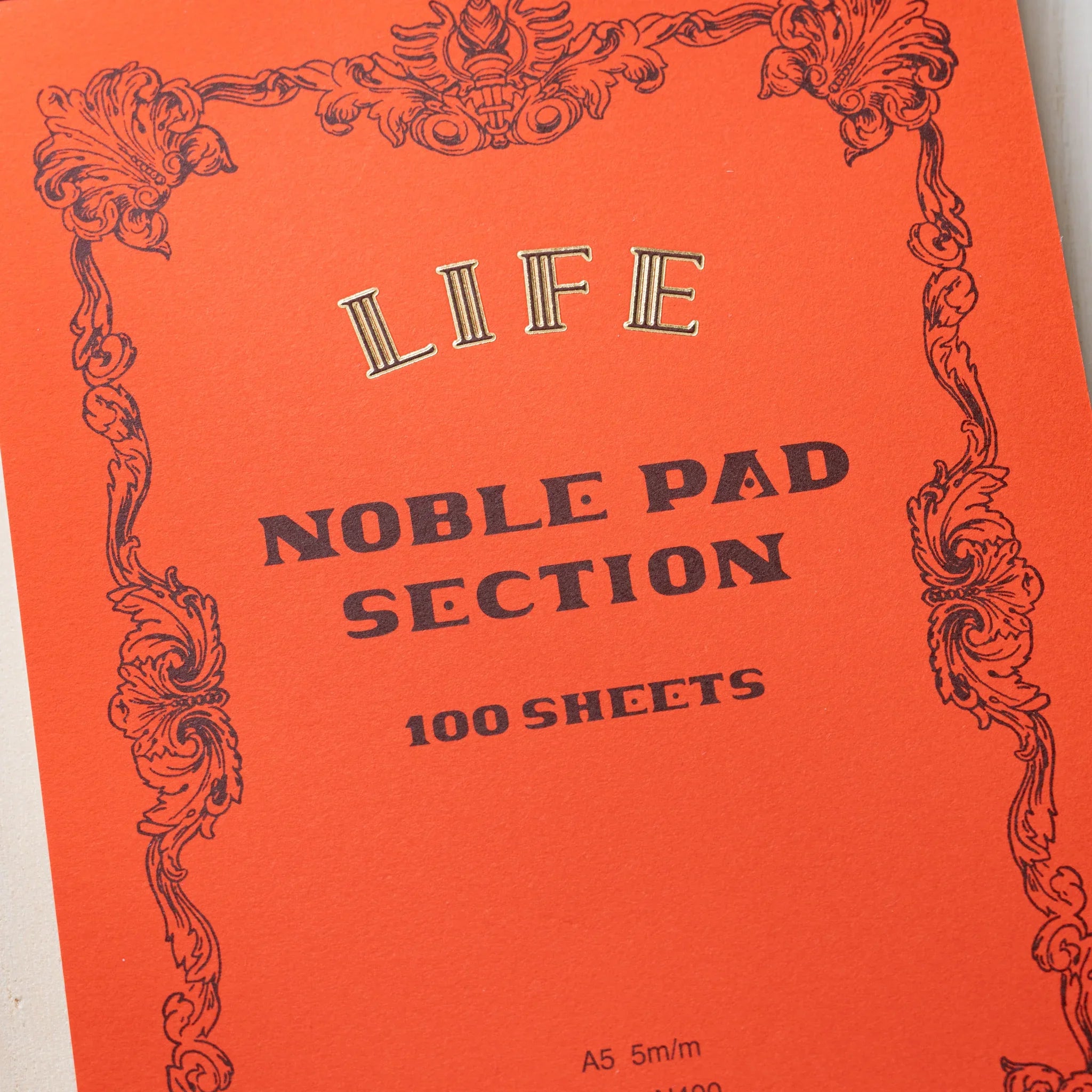 Life Noble A5 stationery pad, overhead display stylized cover and paper quality                               