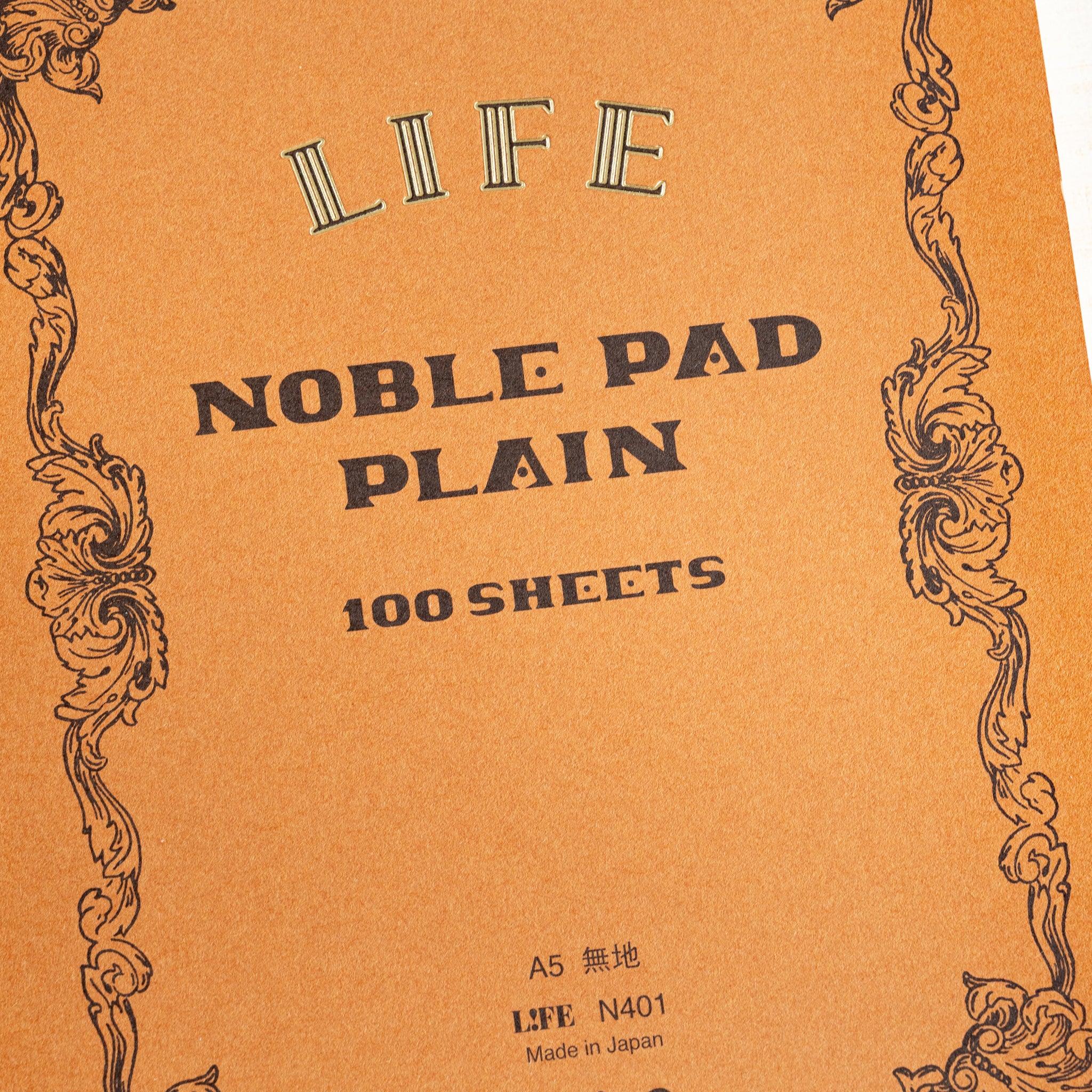 Life Noble A5 writing pad, side view showing cover art highlighting color options                             