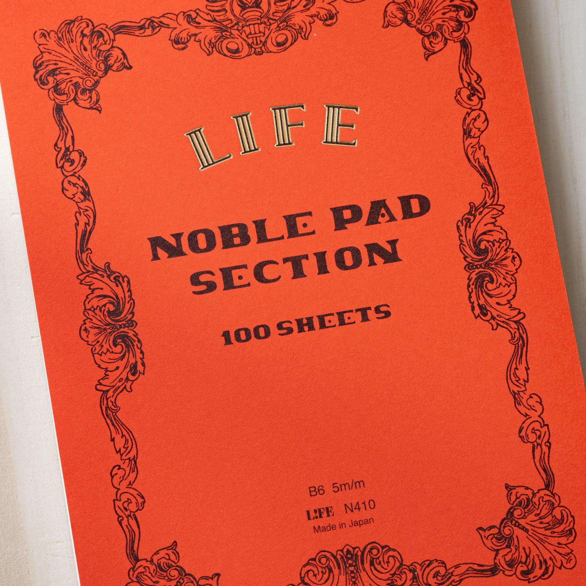 Life Noble B6 stationery pad, overhead display stylized cover and paper quality                               