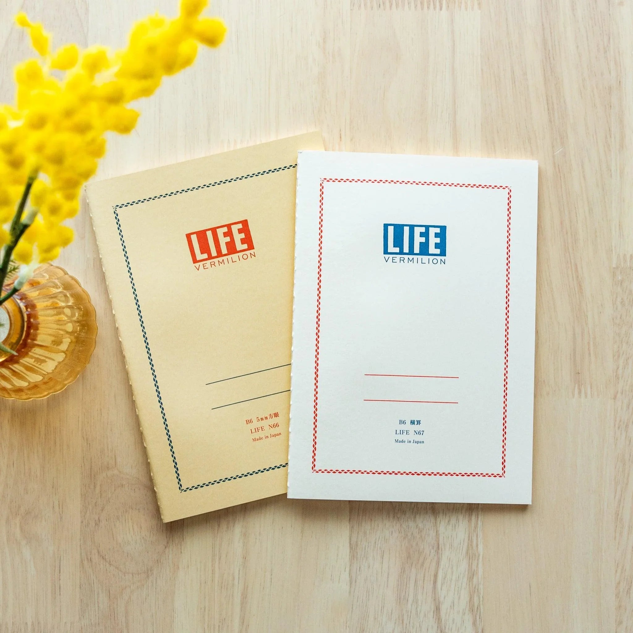 LIFE Vermilion bold notebook traditional red with quality binding and writing paper with traditional Japanese craftsmanship