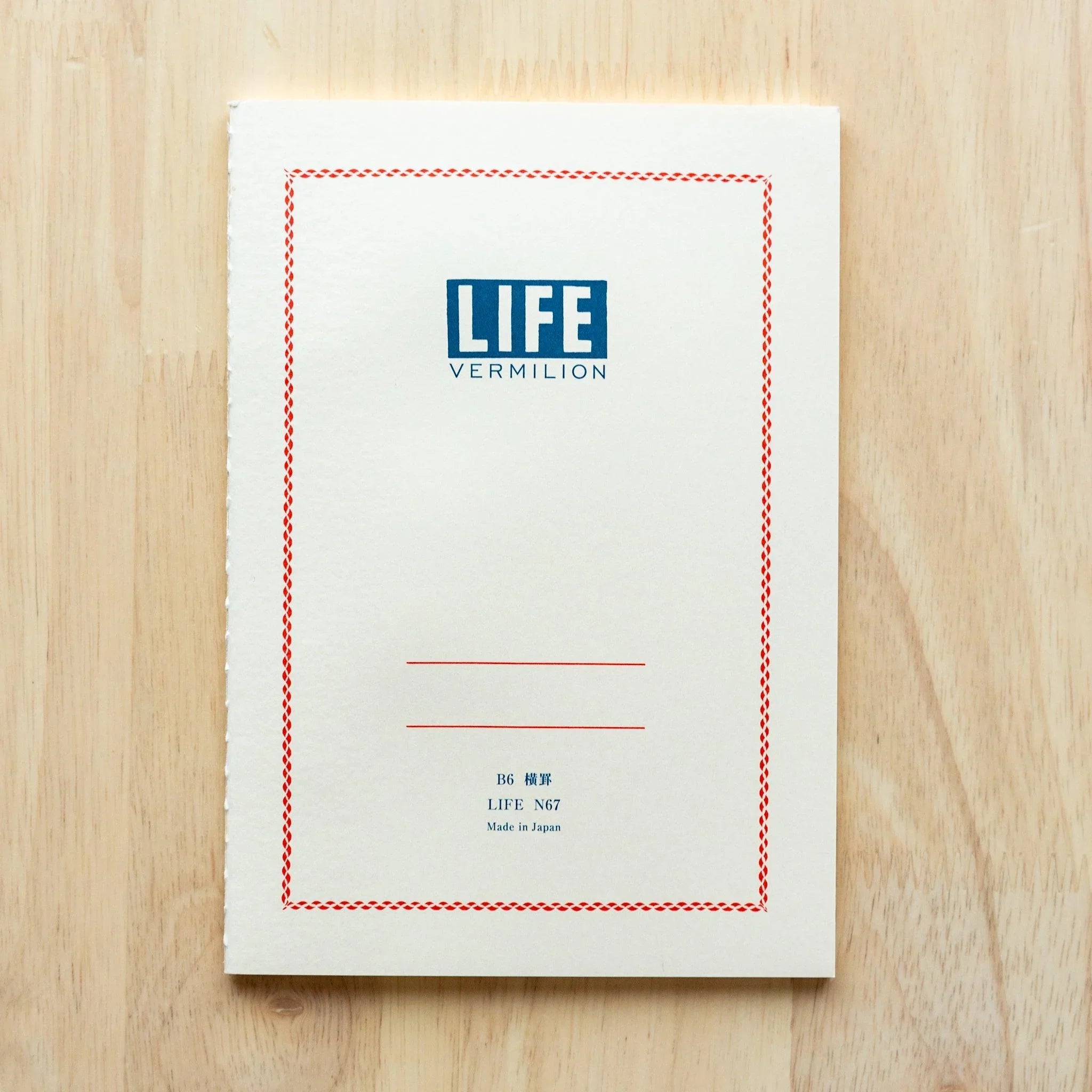 LIFE notebook Vermilion red traditional quality with binding and smooth paper pages with traditional Japanese craftsmanship