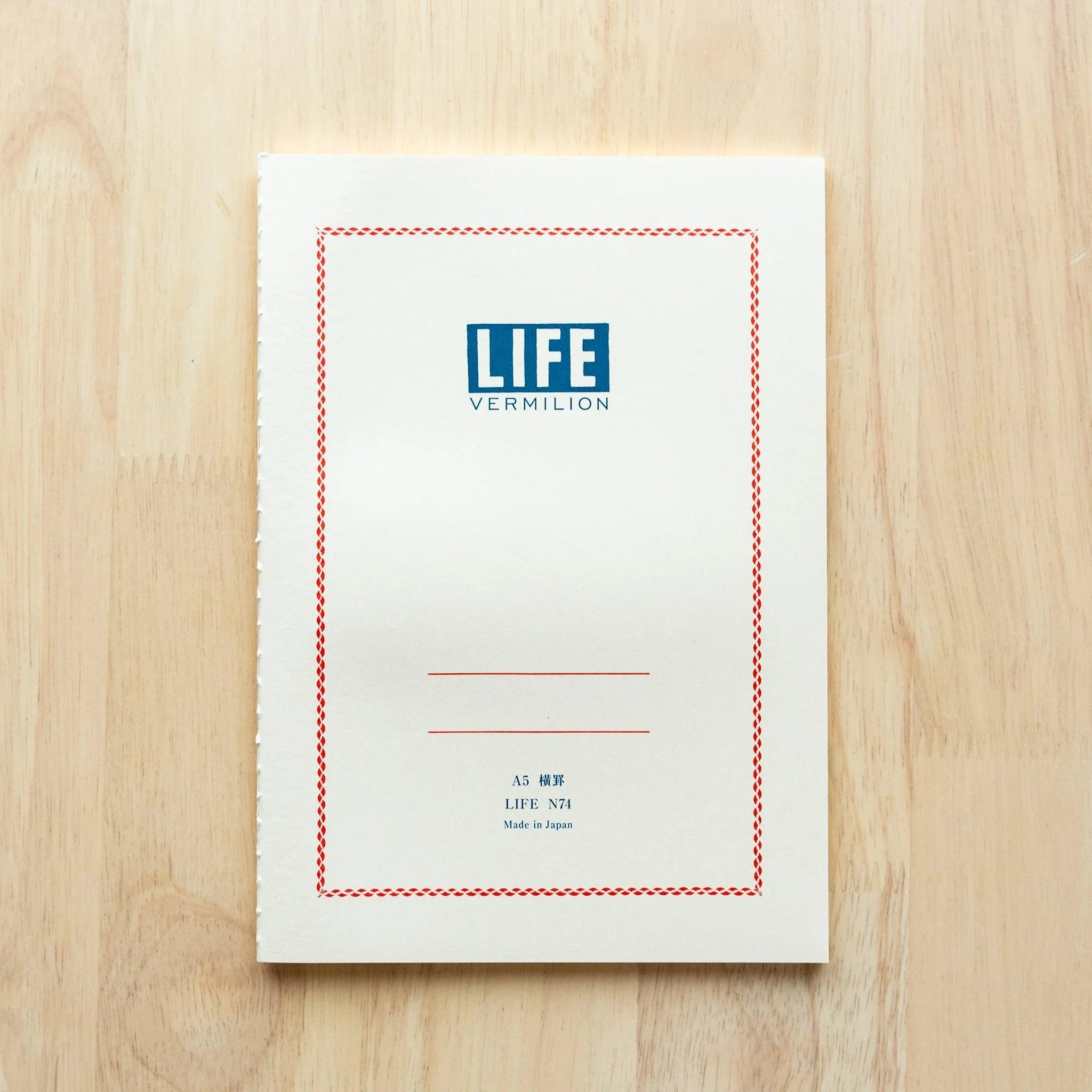 LIFE notebook bold vermilion traditional red with quality binding and paper pages with traditional Japanese craftsmanship