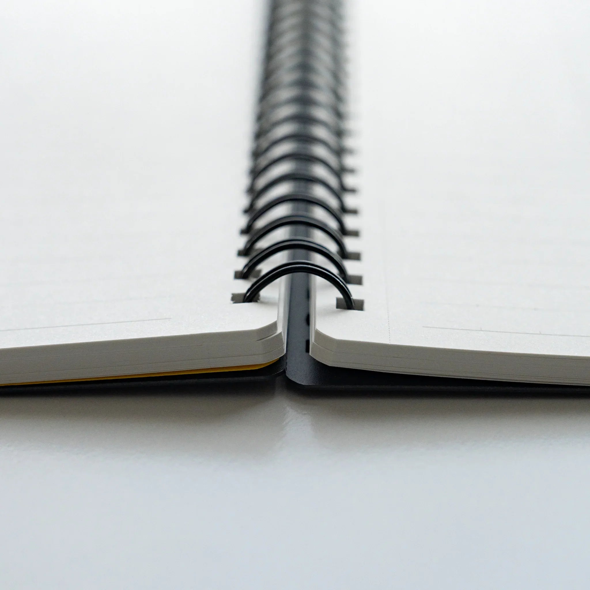 Maruman Mnemosyne notebook, angled view displaying open lined pages, Mnemosyne Maruman Japan A4 or A5 notepad with perforated