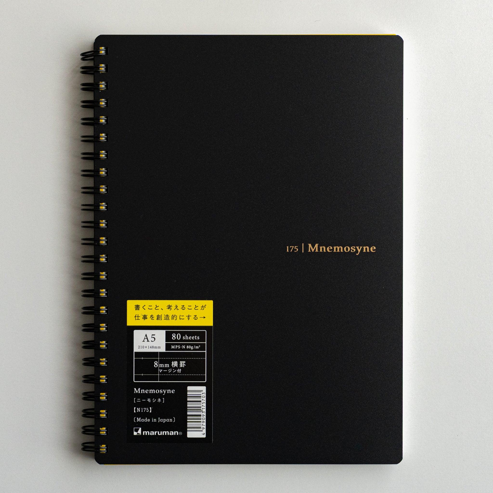 Maruman Mnemosyne A5 8mm lined notebook, closed white cover, Maruman Mnemosyne Japanese notebook with smooth paper and