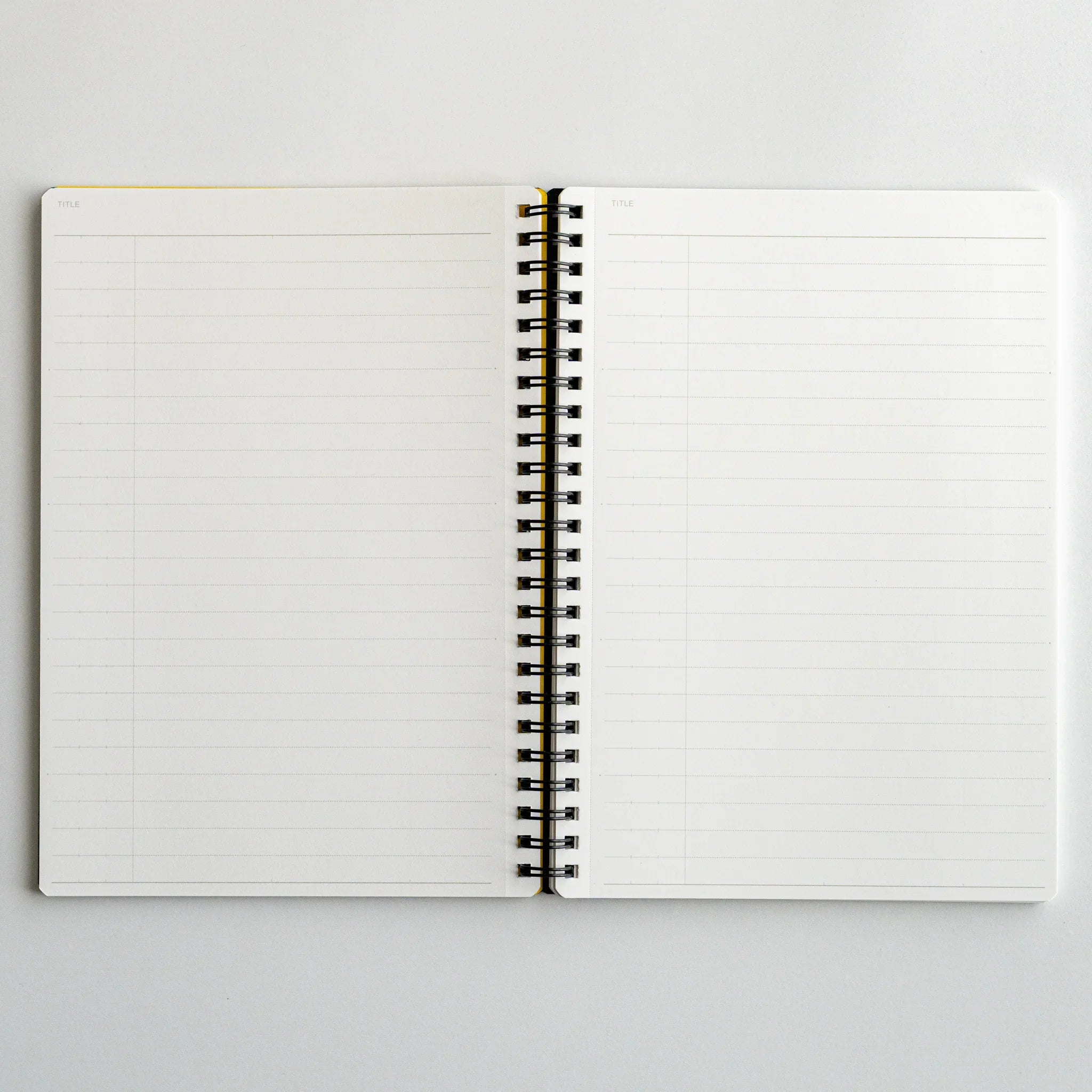 Maruman Mnemosyne notebook, opened pages showing 8mm line pattern, Maruman Mnemosyne Japanese notebook with smooth paper and