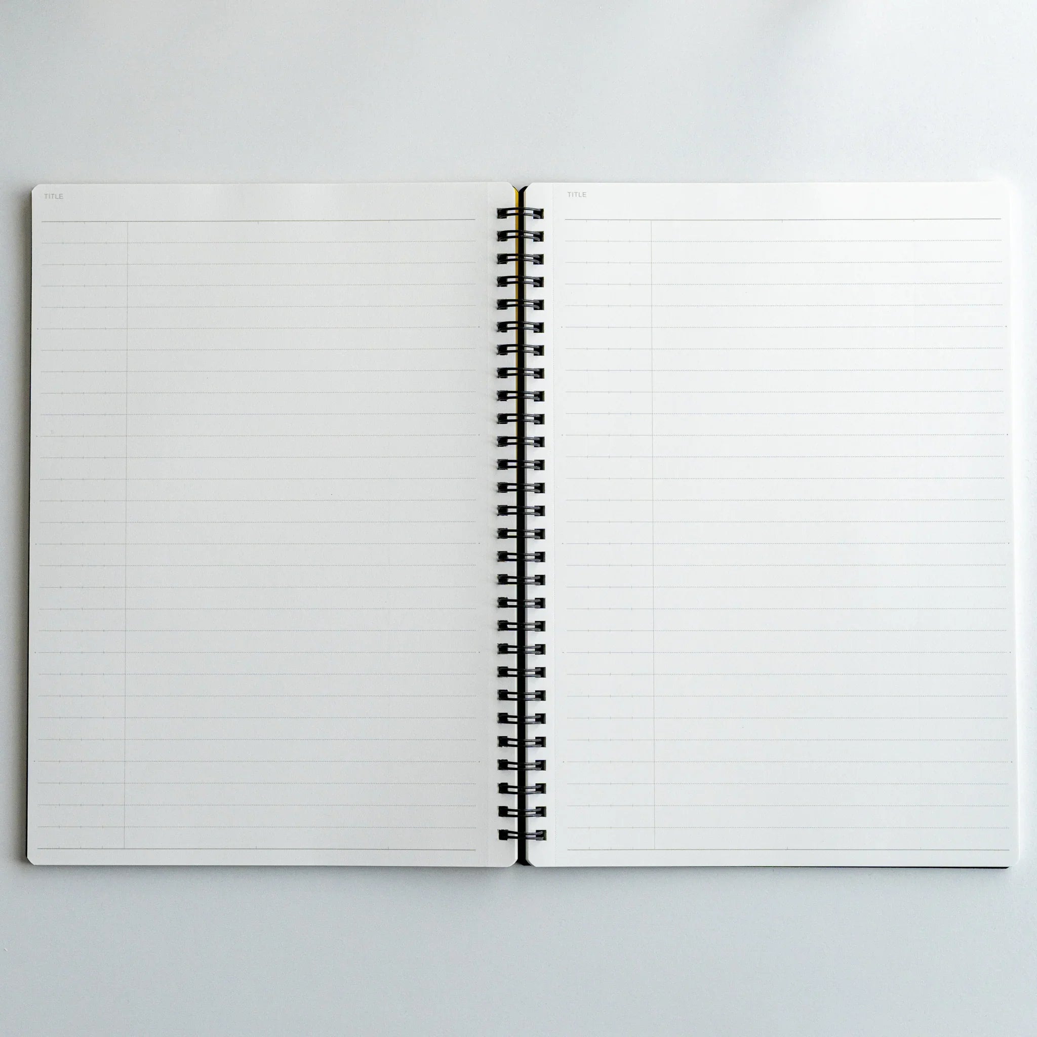 Maruman Mnemosyne notebook, close-up of line pattern and ruling, Japanese Maruman Mnemosyne ring-bound notepad with thick