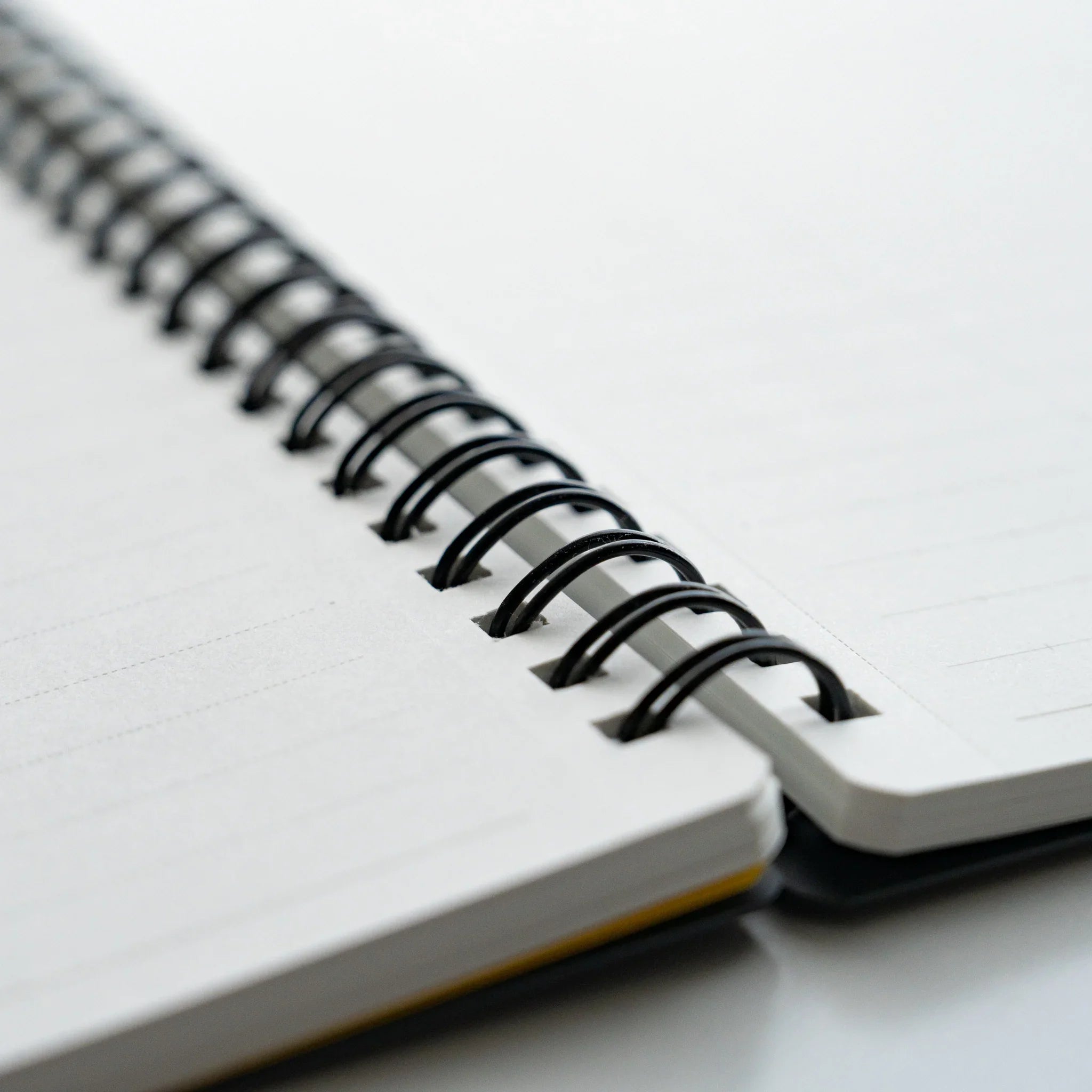 Maruman Mnemosyne notebook, spread showing multiple ruled pages, Japanese Mnemosyne notepad with fountain pen-friendly paper