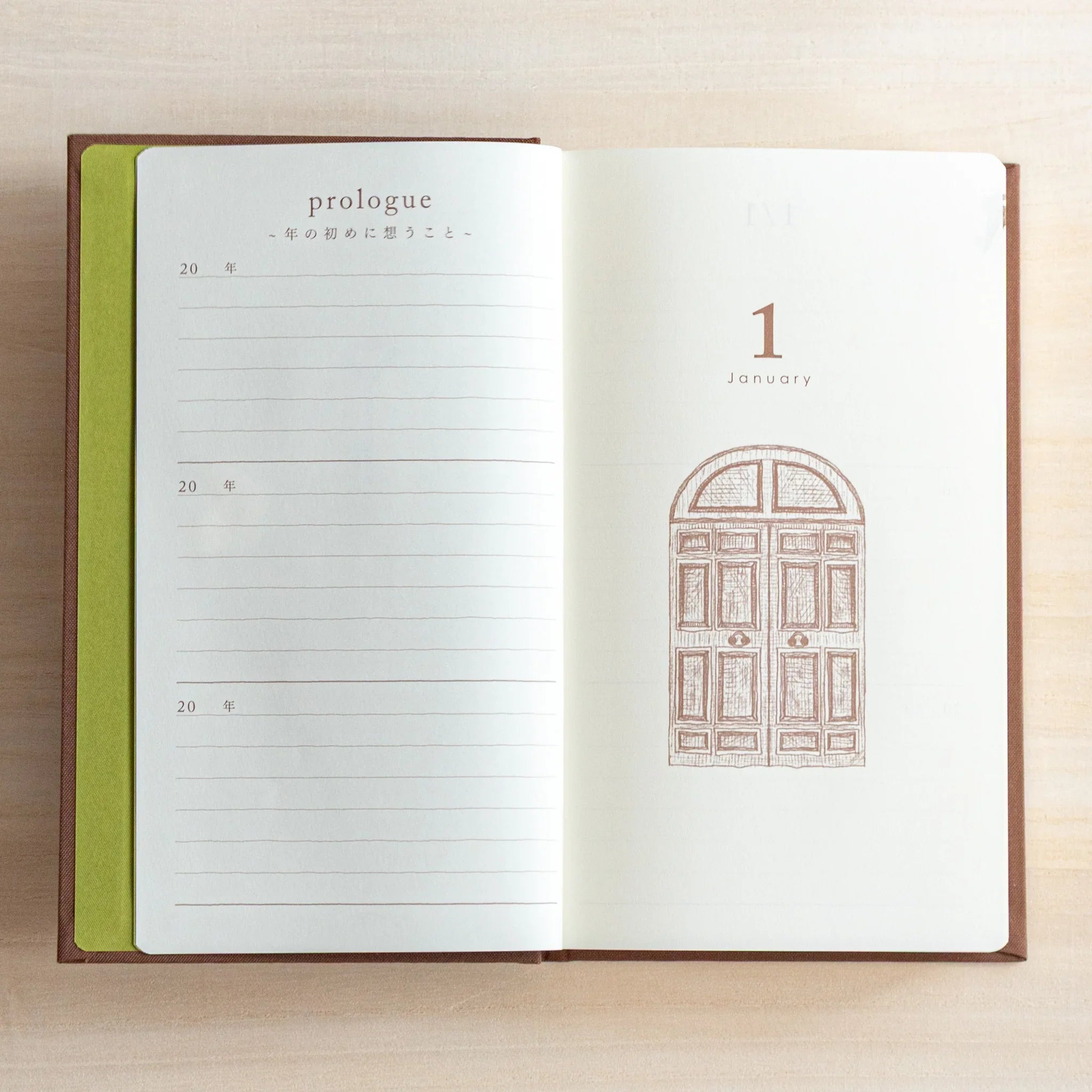 Midori 3-year journal, interior page showing date headers and ruling, Midori 3-year planner journal with durable hardcover