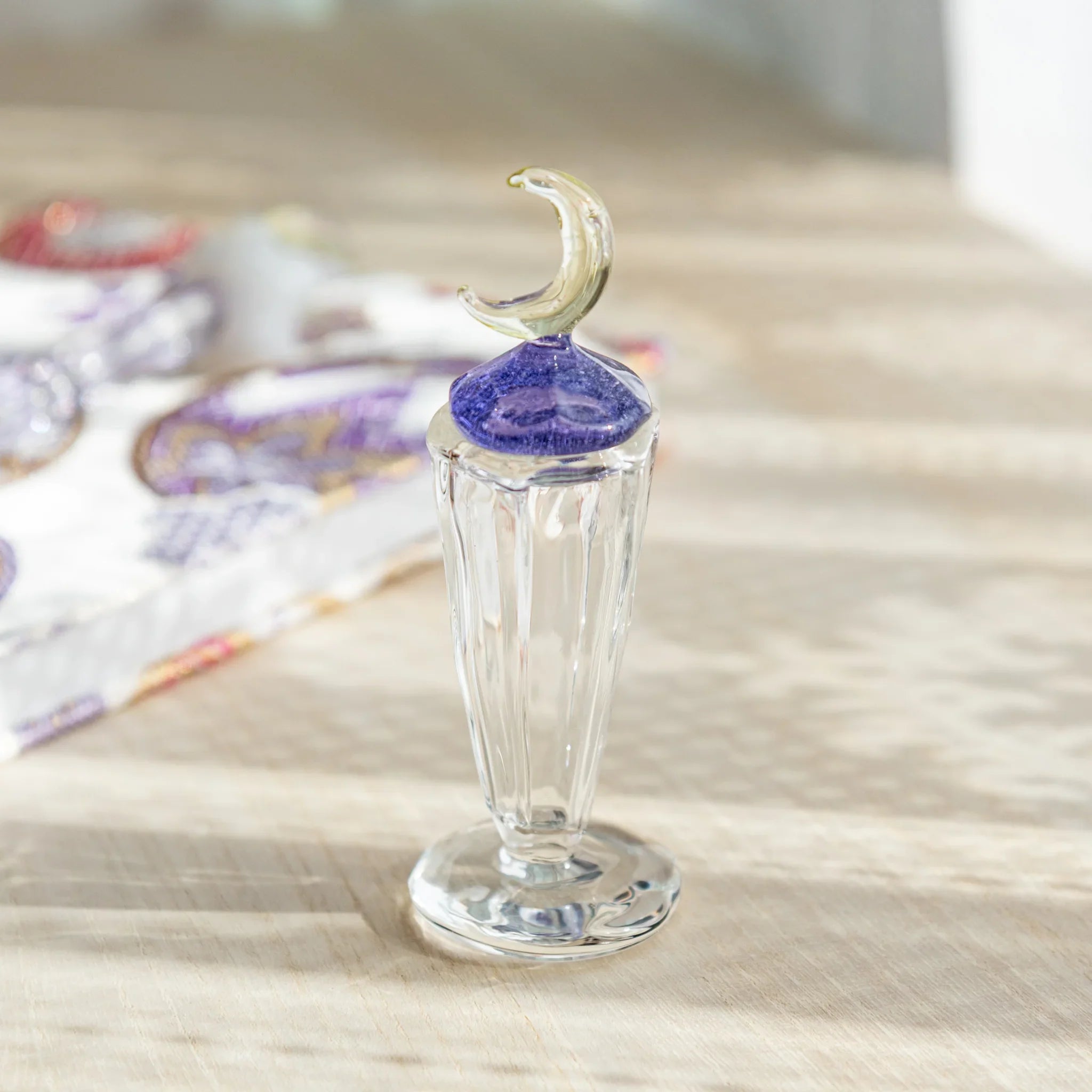 Moonlit glass inkwell for fountain pens, hand-made Japanese desk accessory designed for traditional writing quality