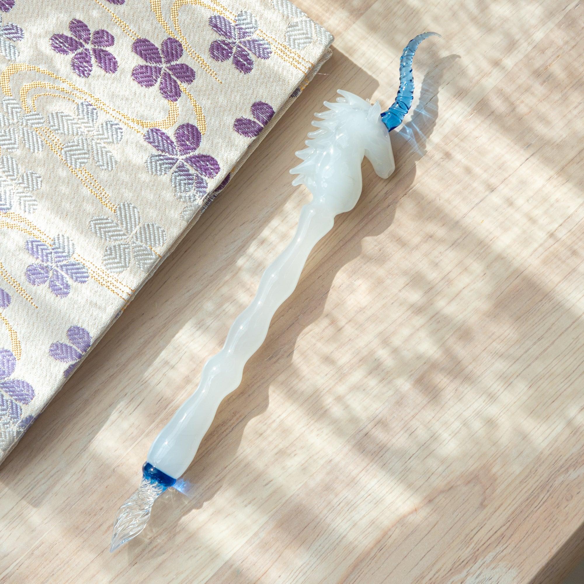 Mystic Unicorn Glass Dip Pen, front view with product styling providing full visual representation and product details