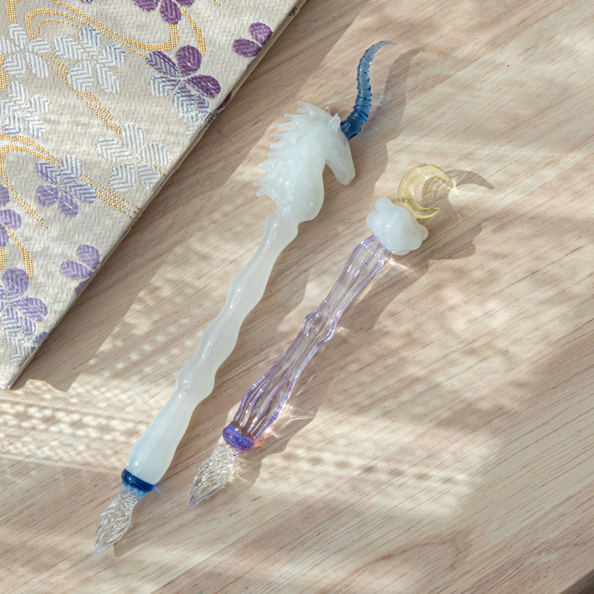 Mystic Unicorn Glass Dip Pen, front-facing angle showing finish providing full visual representation and product details