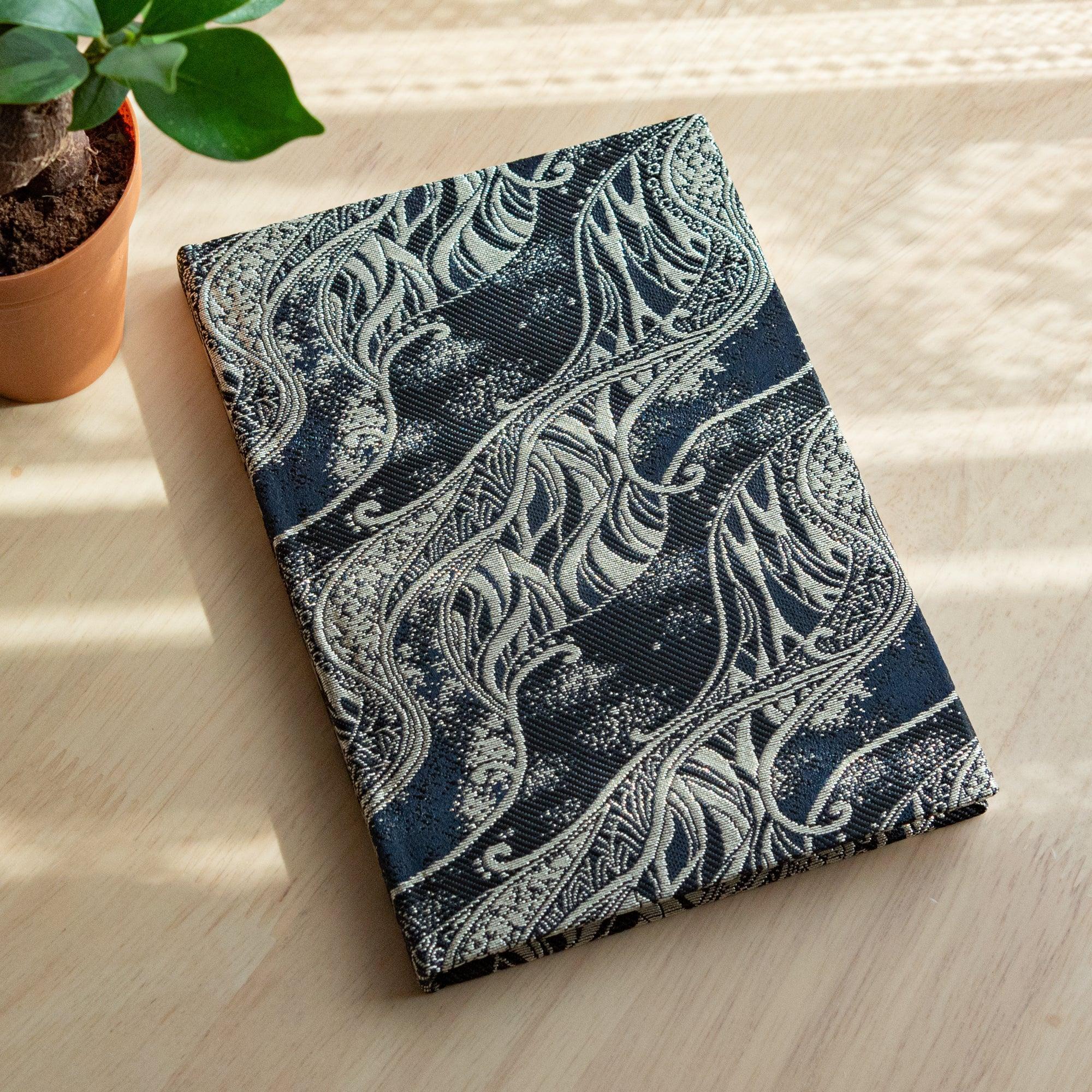 Nishijin textile B6 notebook with traditional brocade Misty Streams pattern cover design with binding