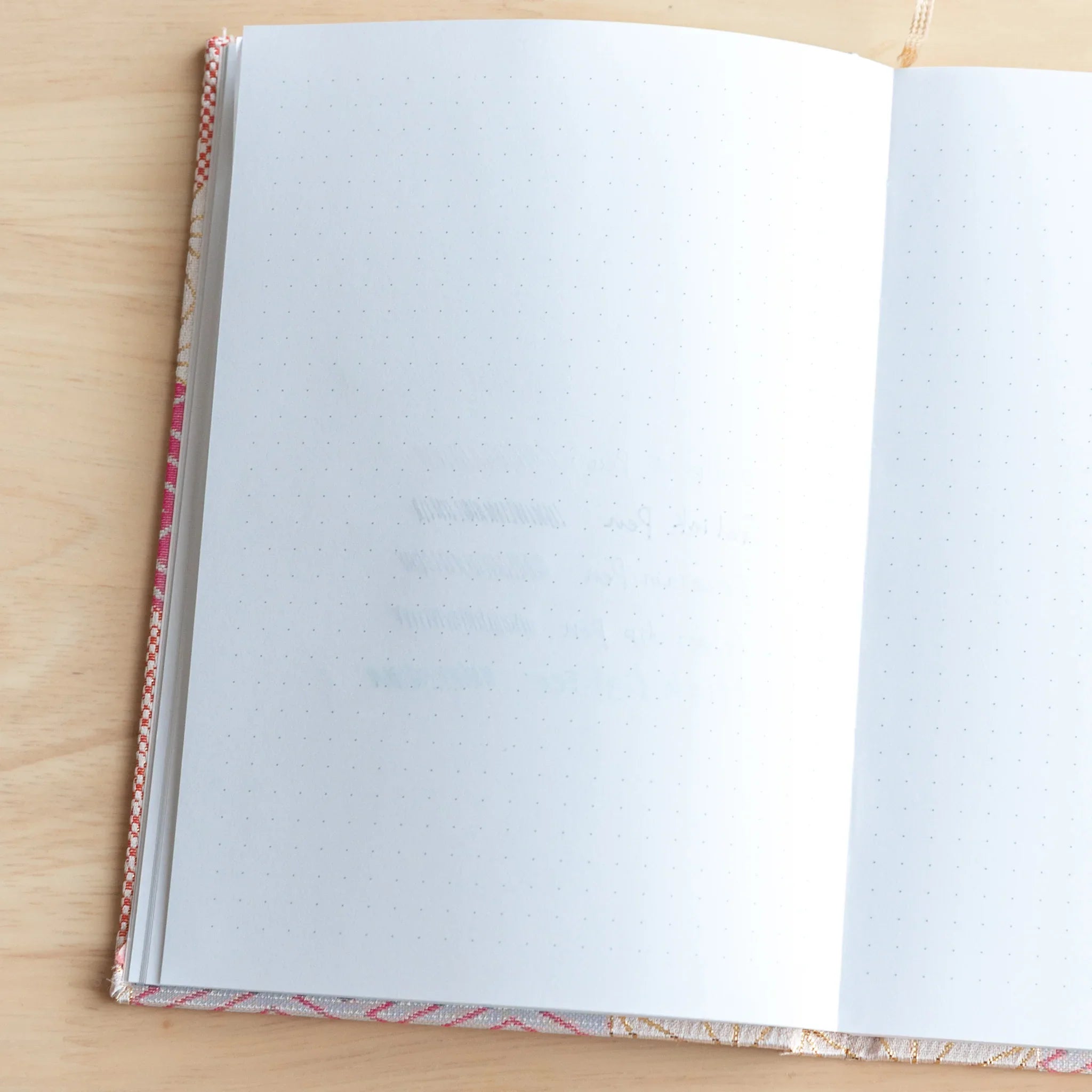 Nishijin textile B6 notebook, corner detail of traditional Shokkou pattern weaving craft detail with binding
