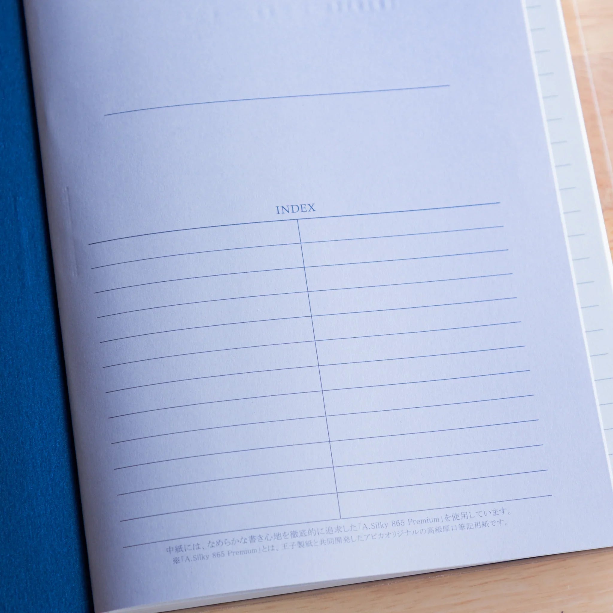 Apica Premium CD Silky notebook open pages spread showing blank ivory premium Japanese paper Japanese premium