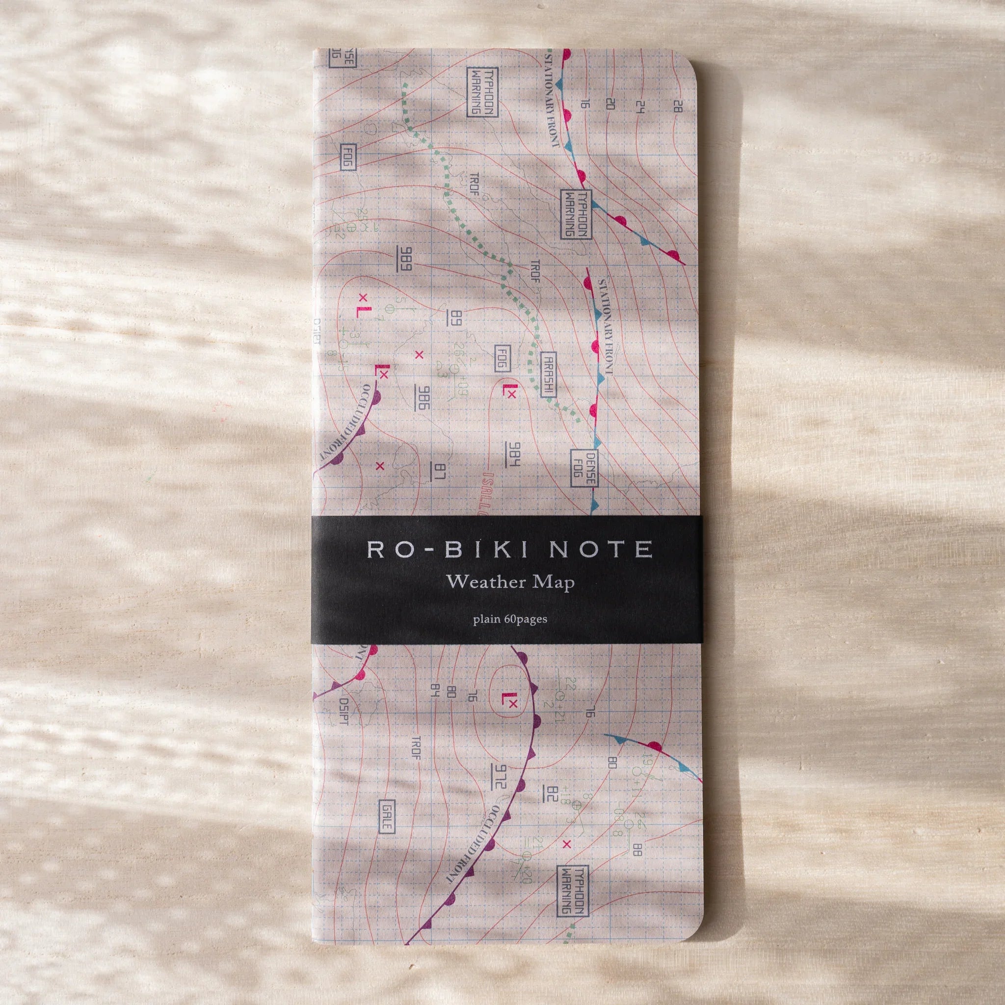 RO-BIKI Weather Map Notebook, front view with product styling providing full visual representation and product details