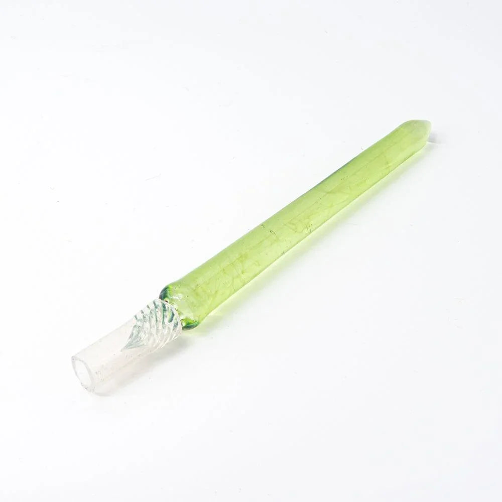 Full green Smoke in Verdure dip pen on white background angled view showing yellow-green barrel composition