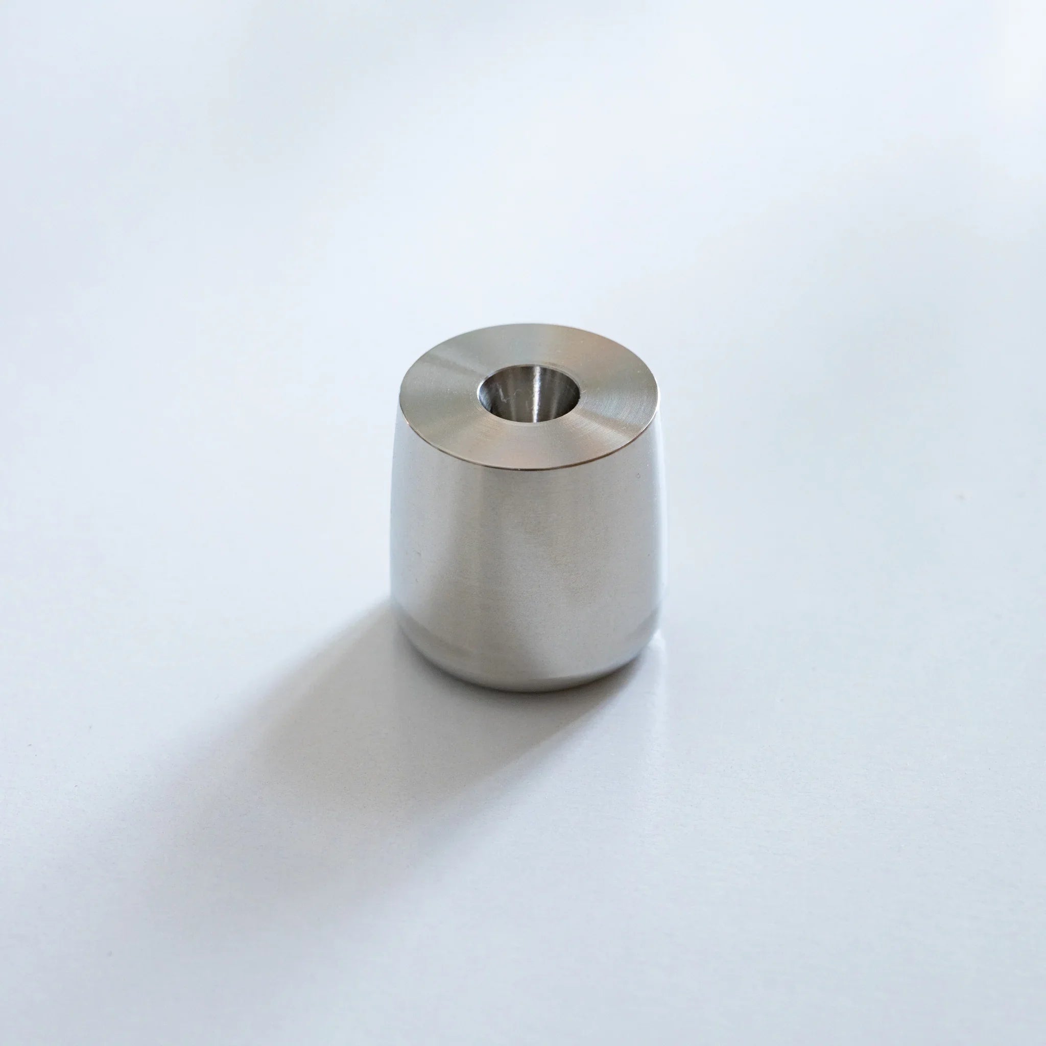 Solid stainless steel pen holder with metal construction and polished finish, Japanese machined solid stainless steel desk pe