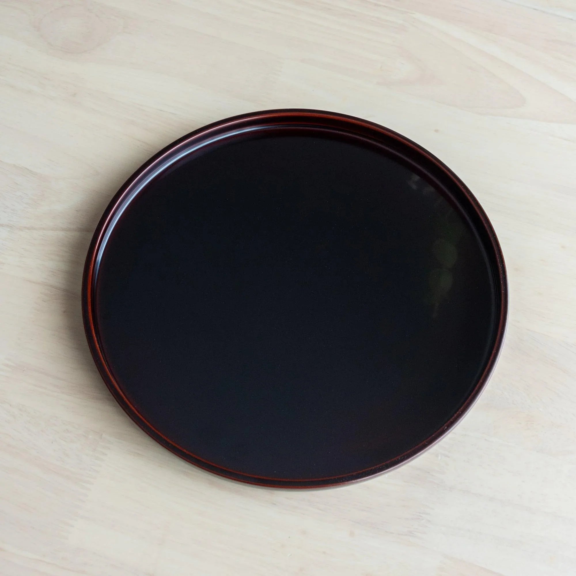 Japanese Echizen Tame-Nuri black lacquer tray features aged appearance and wabi-sabi aesthetic, refined for organizing wri