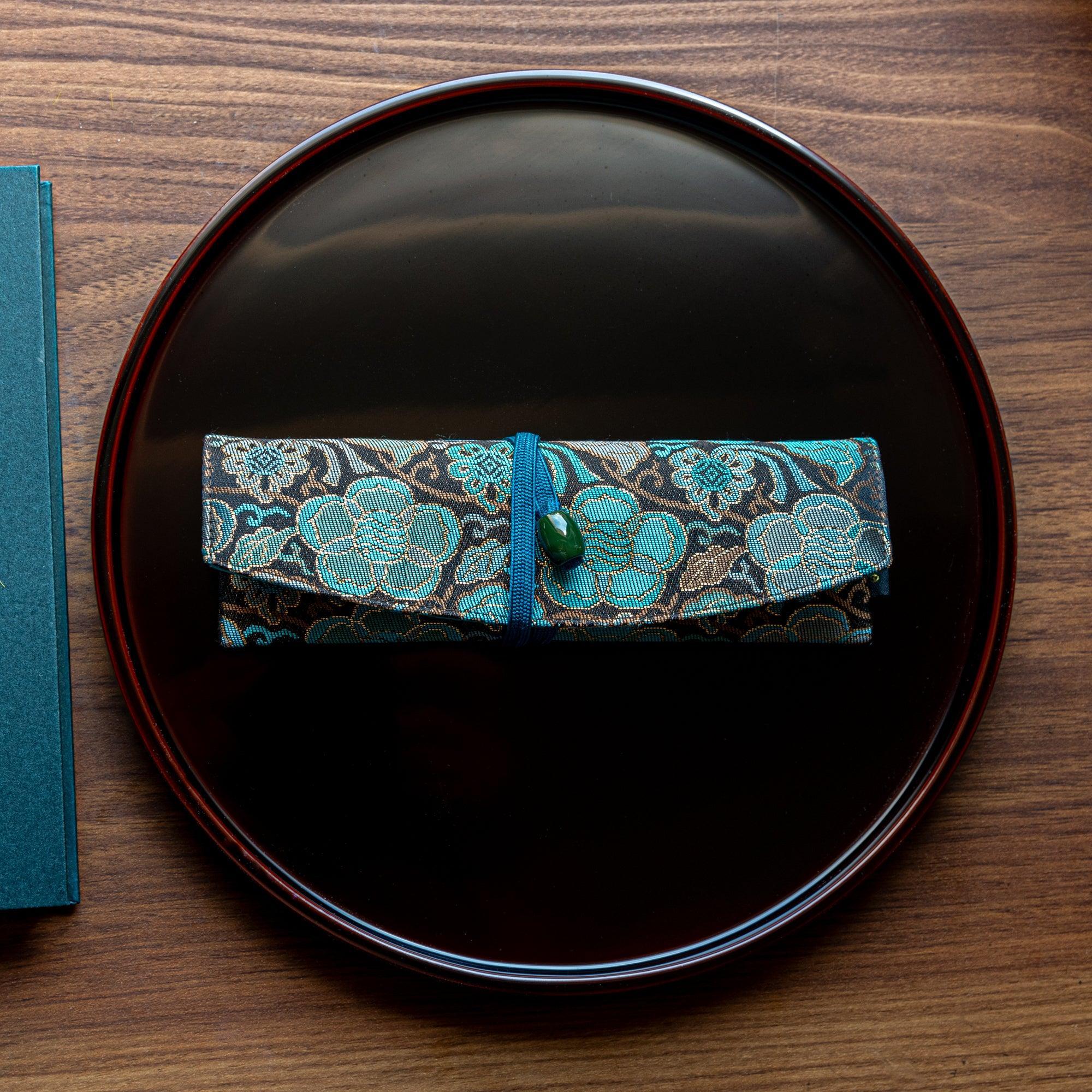 Echizen Tame-Nuri black lacquered tray features hand-rubbed aged-look surface texture, refined for organizing writ