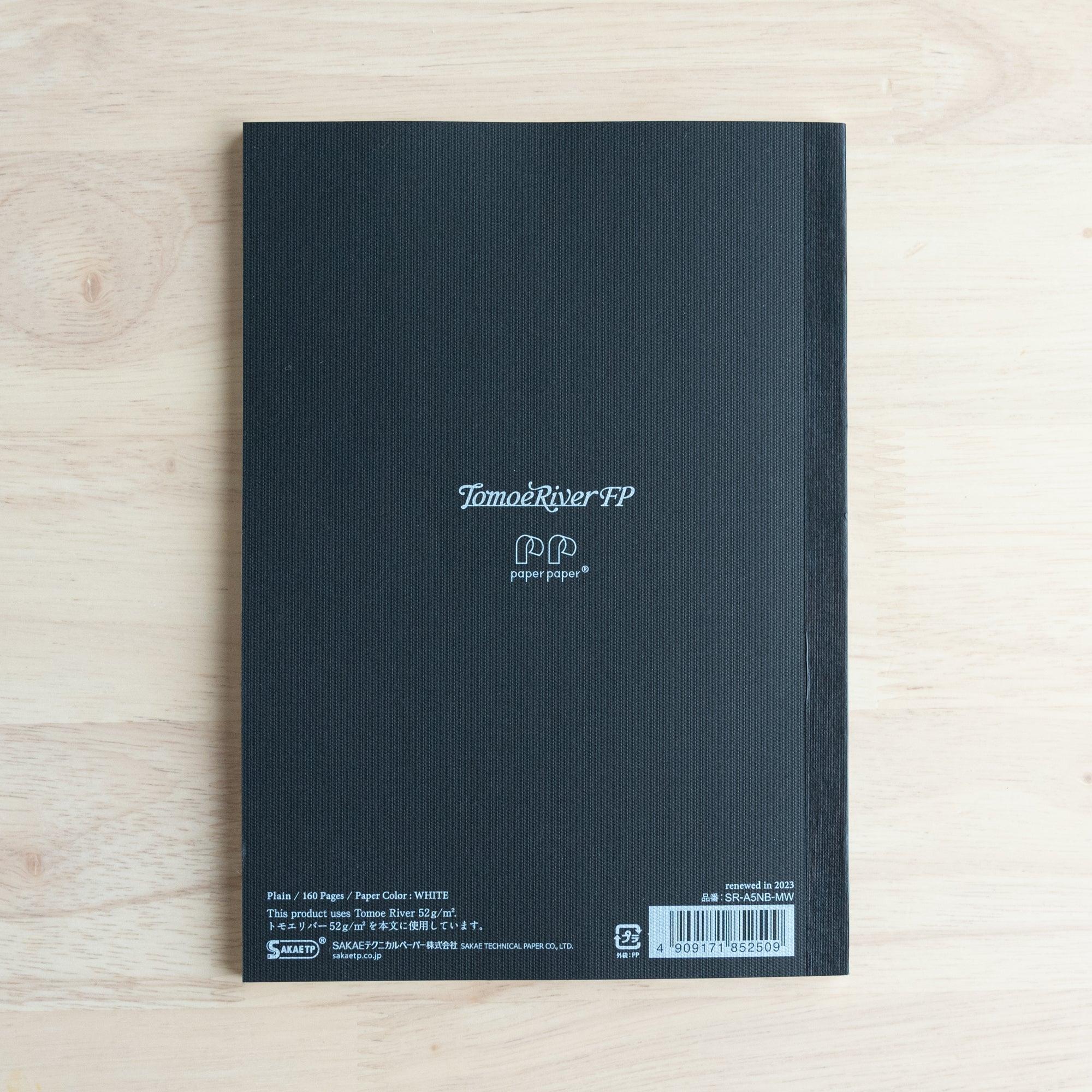 Tomoe River A5 soft cover 160-page, angled display highlighting flexible spine construction and lightweight design