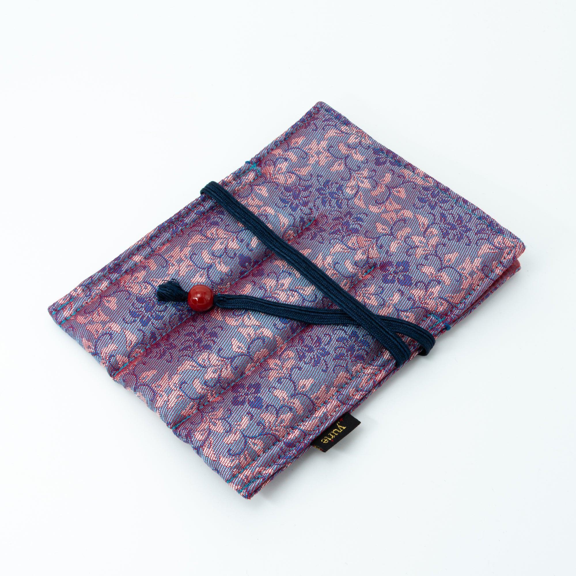 Twilight Blossom Nishijin Silk  Fountain Pen Case - Triple Slot - yurie, top-down perspective with detail
