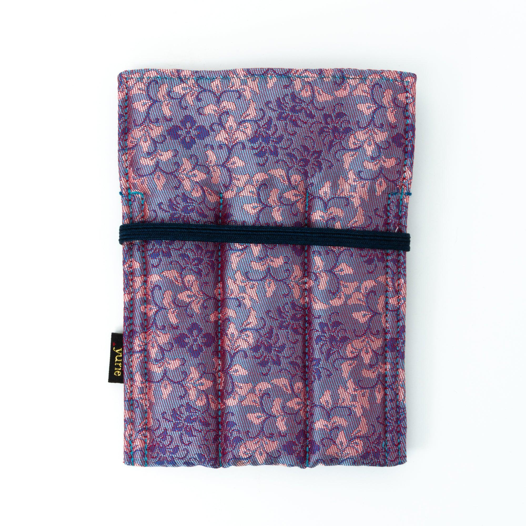 Twilight Blossom Nishijin Silk  Fountain Pen Case - Triple Slot - yurie, side profile view of product