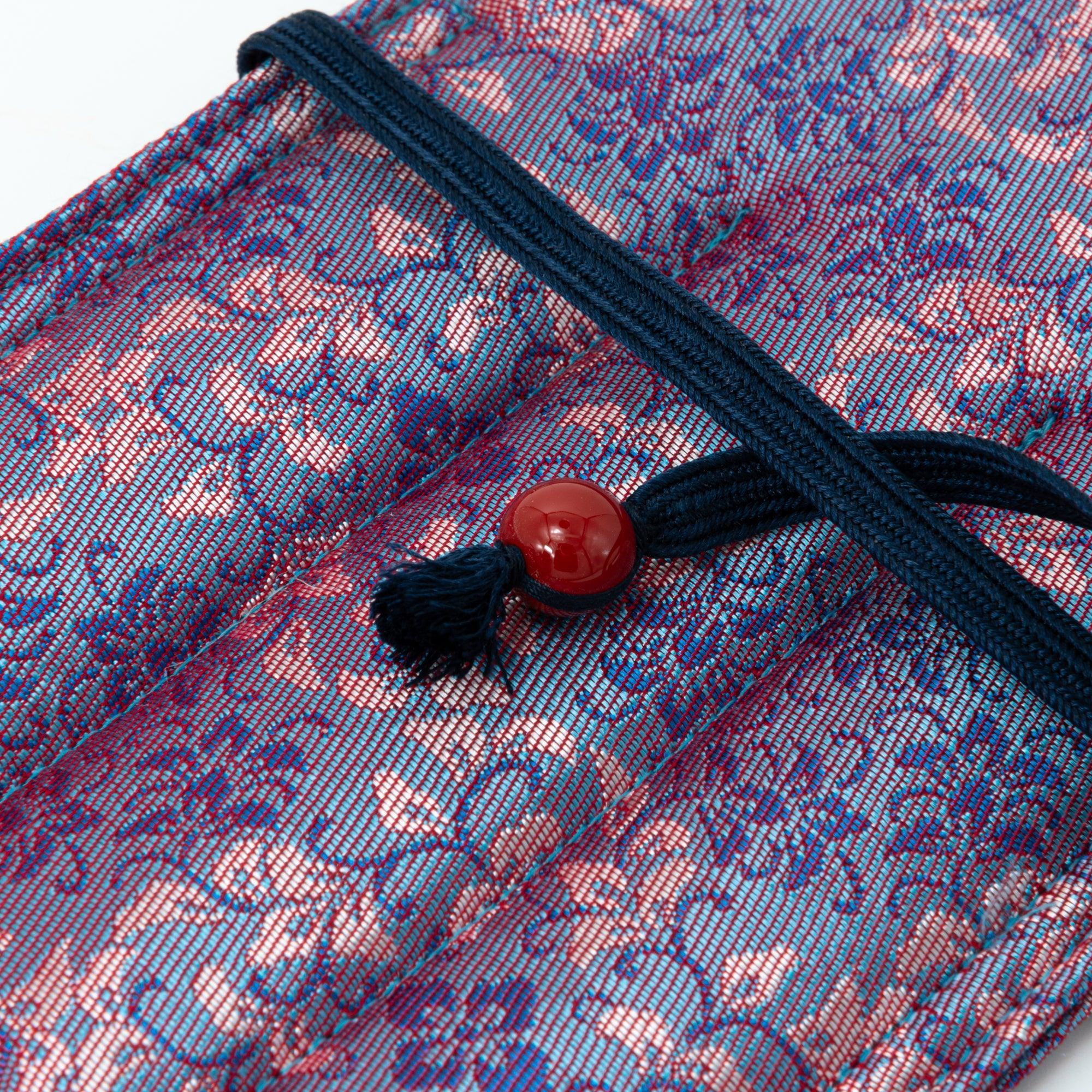 Twilight Blossom Nishijin Silk  Fountain Pen Case - Triple Slot - yurie, front-facing angle showing finish