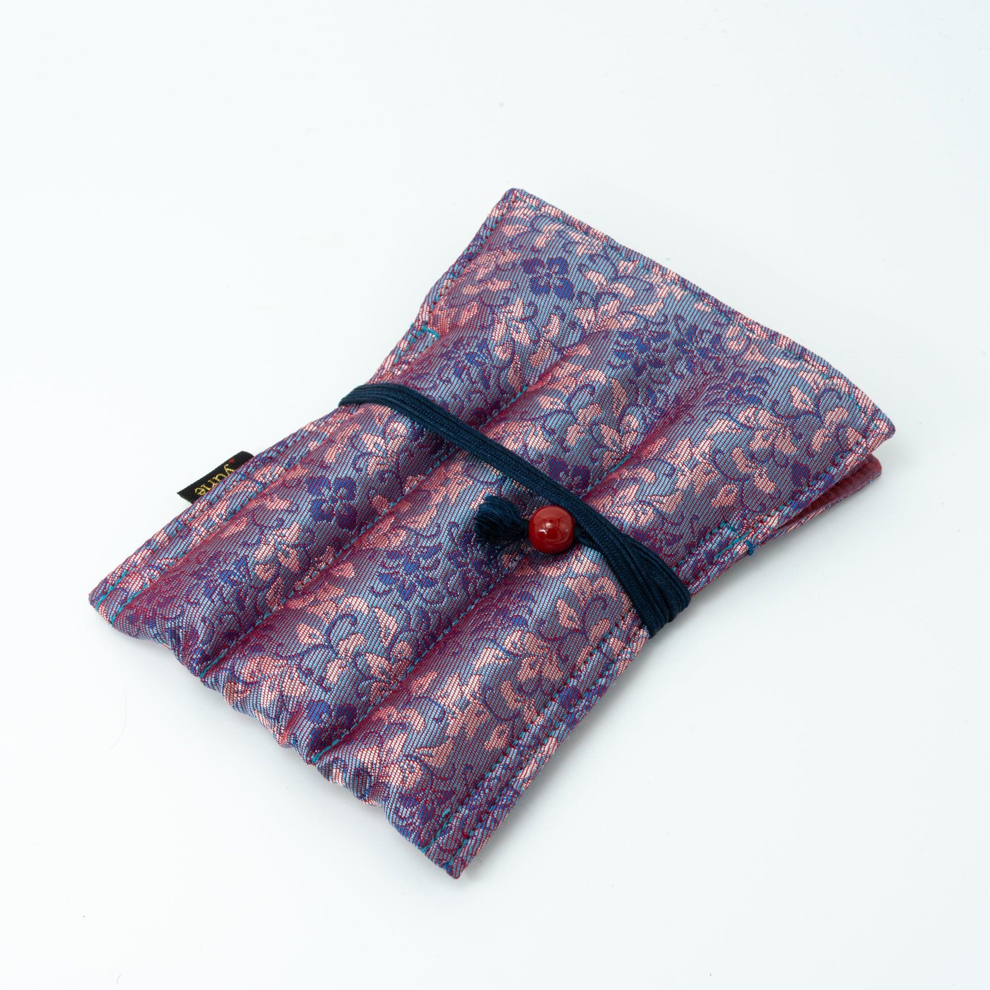Twilight Blossom Nishijin Silk  Fountain Pen Case - Triple Slot - yurie, detailed close-up of craftsmanship