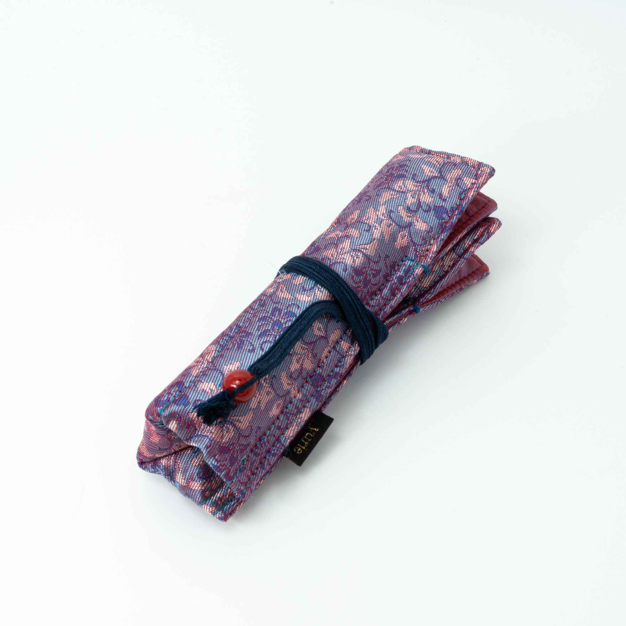 Twilight Blossom Nishijin Silk  Fountain Pen Case - Triple Slot - yurie, lifestyle arrangement showing use