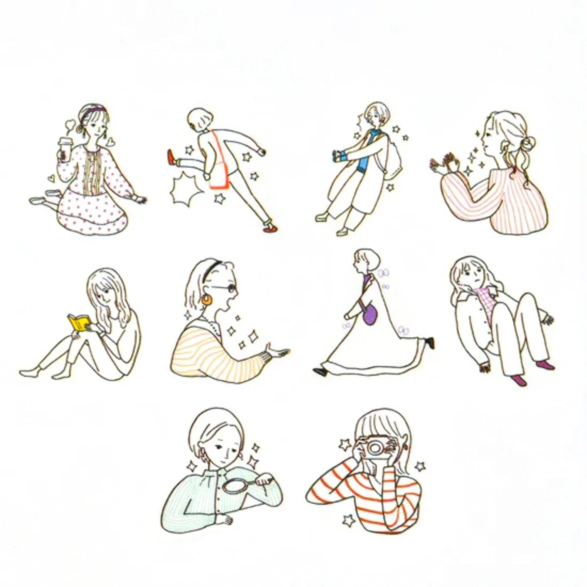 Chill Girl Kalo Bande Japanese masking tape stickers flat lay showing pre-cut adhesive sticker patterns