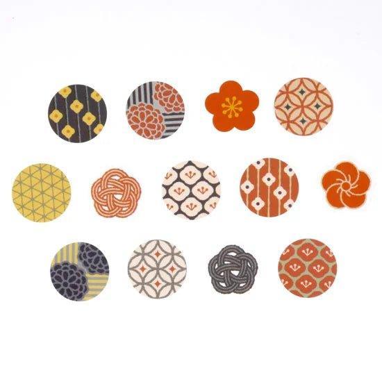 Bande Hannari Japanese Pattern washi tape sticker roll displaying refined Asian pattern with self-adhesive stickers