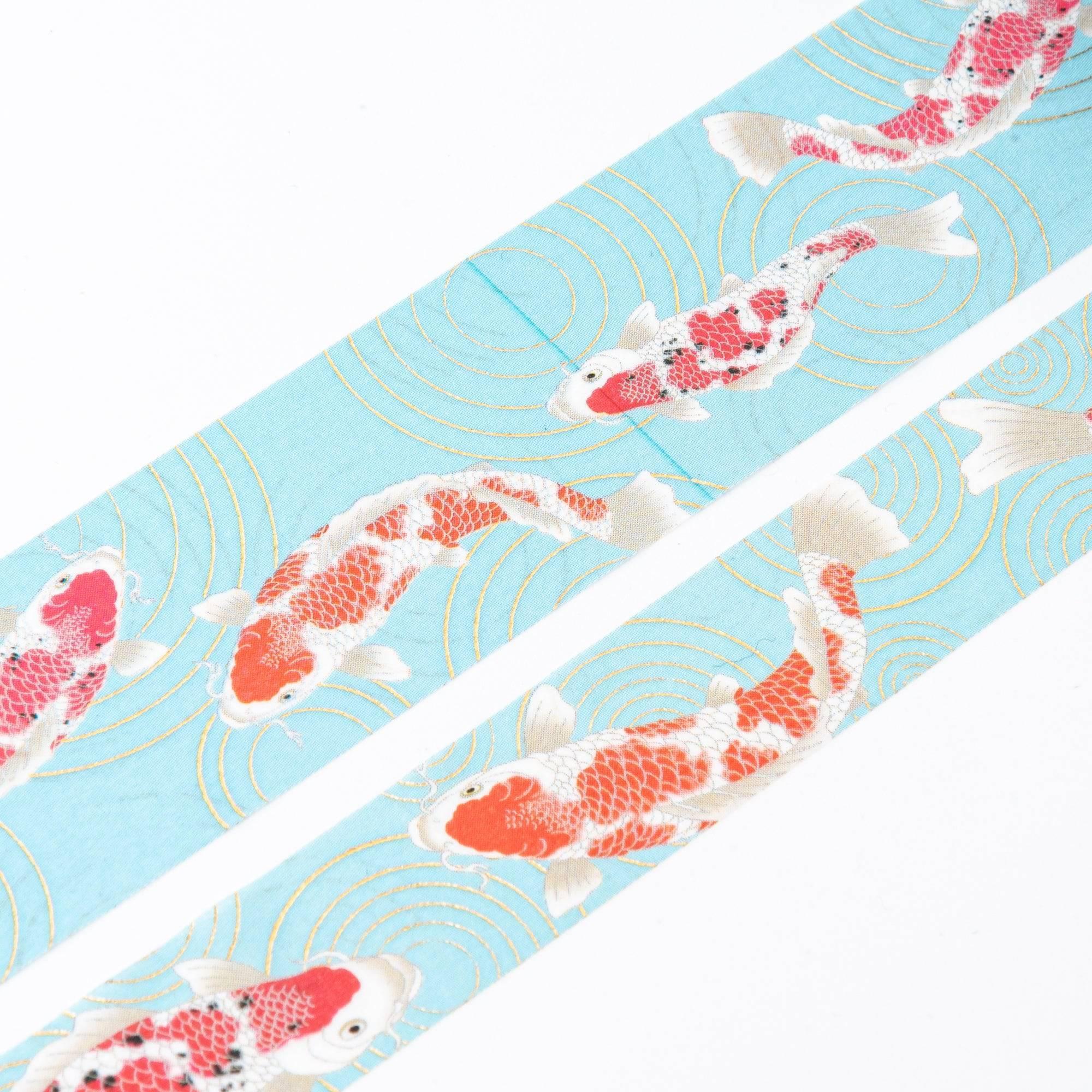 Kimono Beauty Koi Iyo washi tape showing traditional Japanese kimono pattern with ornamental koi design close-up