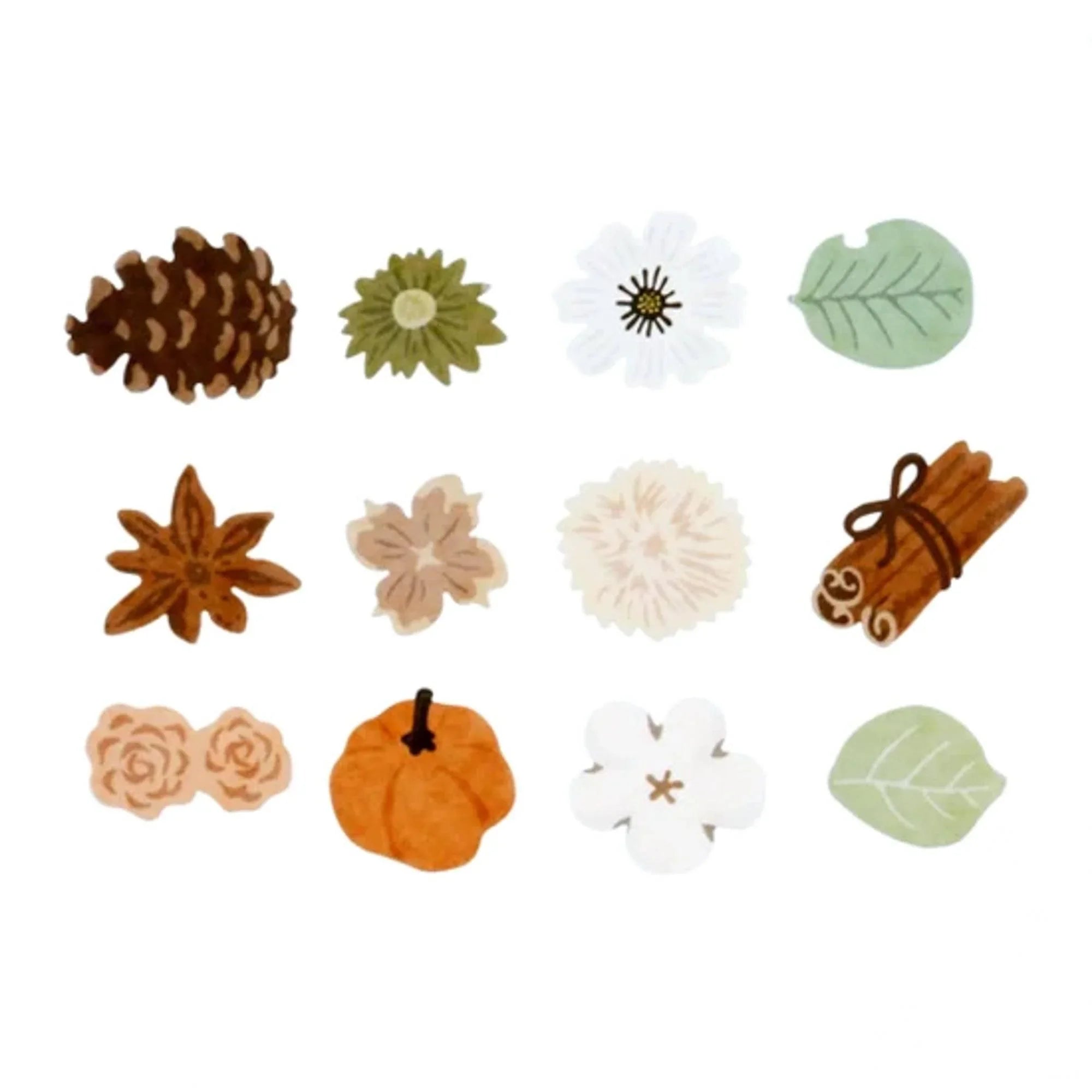 Bande Potpourri Japanese washi tape sticker roll showing detailed self-adhesive colorful botanical stickers