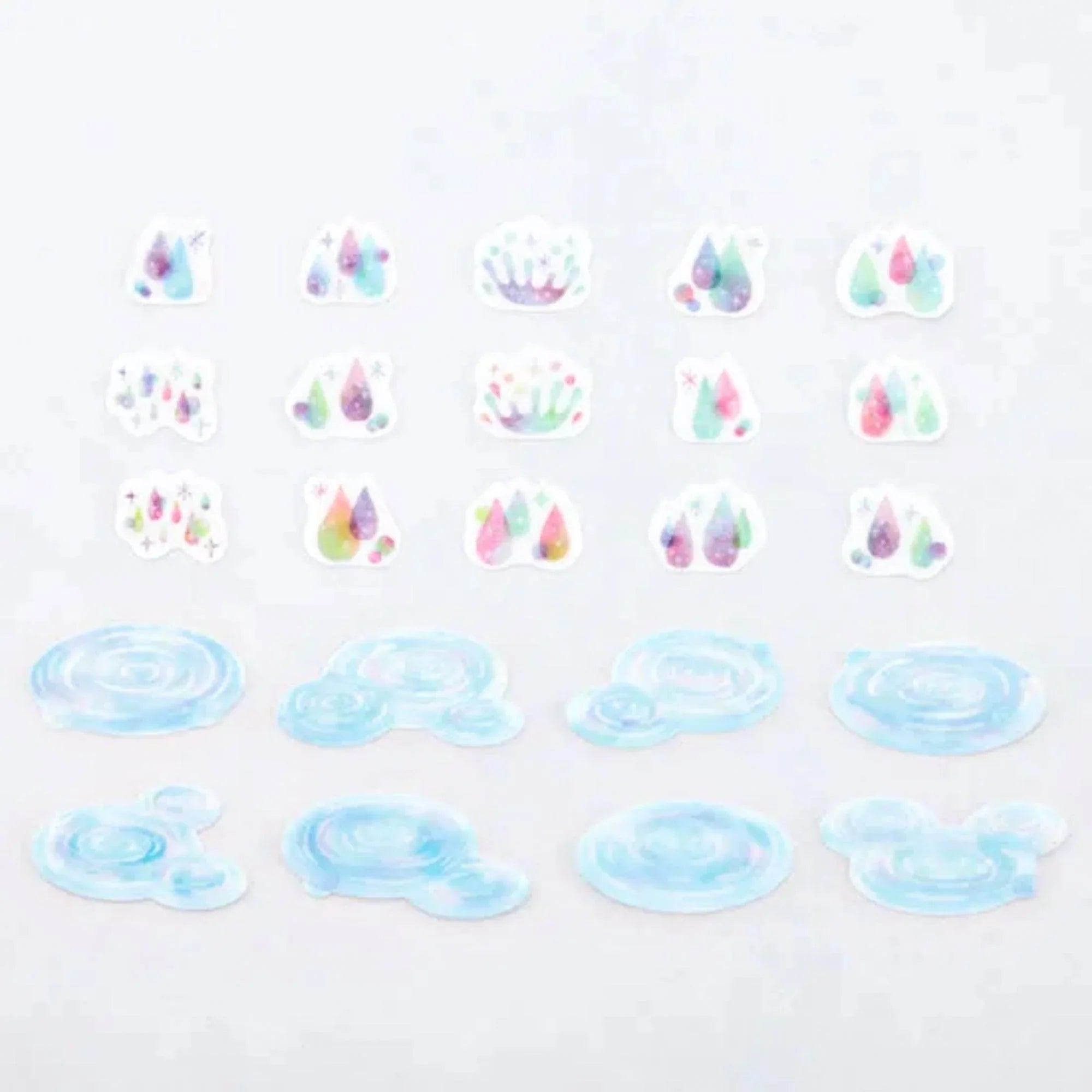 Bande Rainbow Rain Sounds Two washi tape sticker roll with bright rainbow colors and cloud weather designs