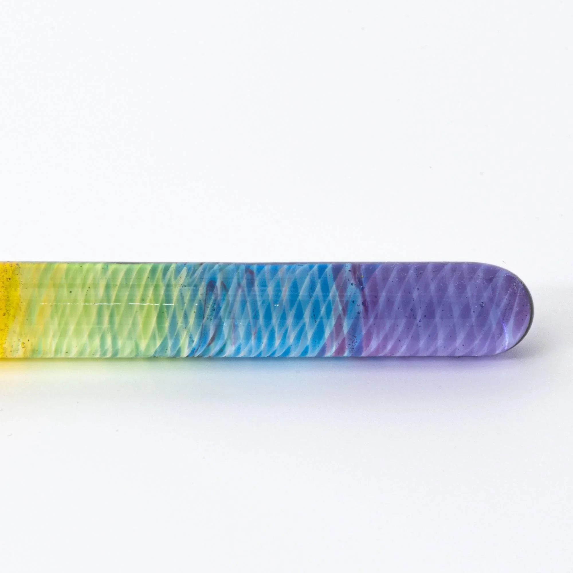 Rainbow Short glass dip pen full length display showing complete color spectrum gradient from pink to blue