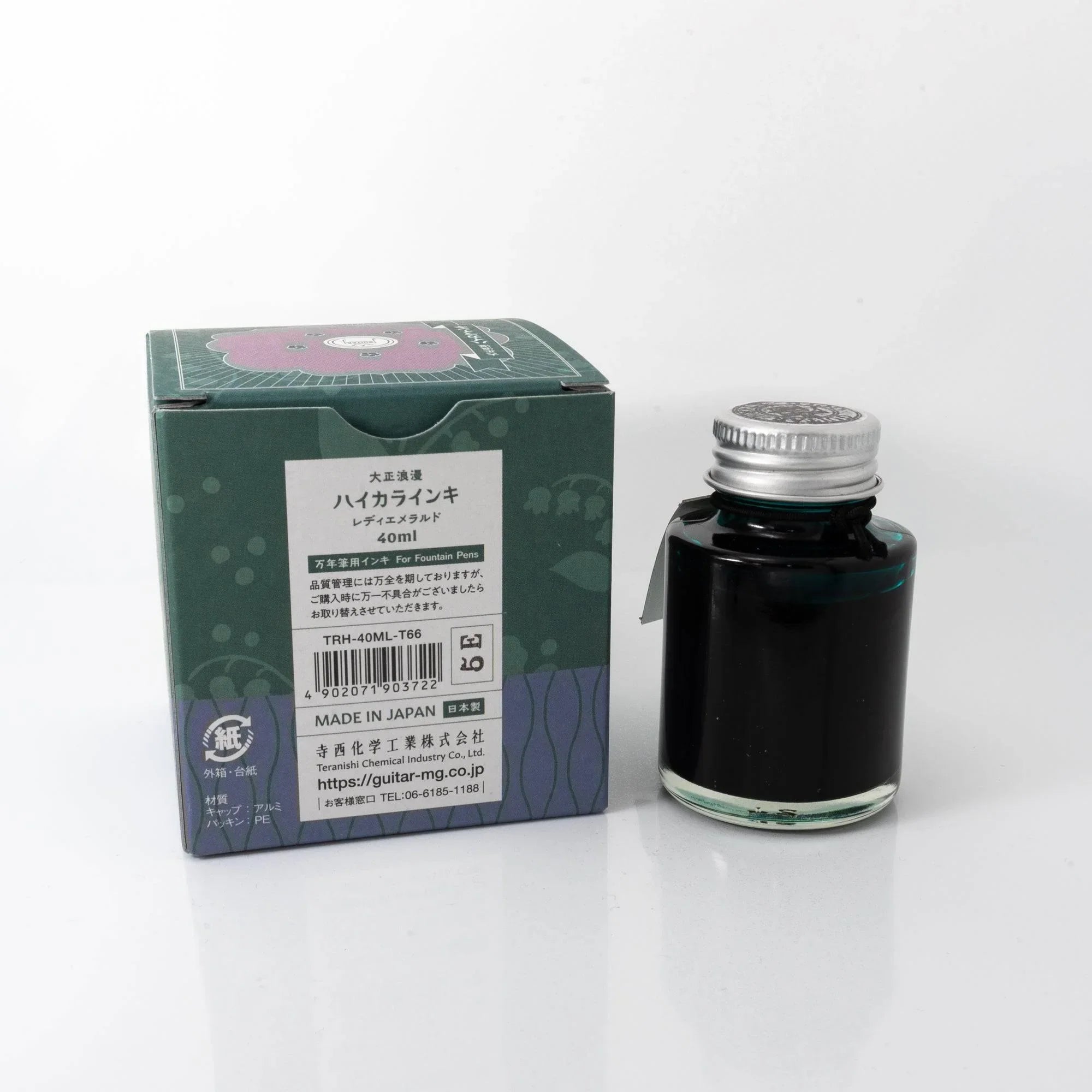 Japanese calligraphy artwork created using Taisho Romance Lady Emerald fountain pen ink displaying fine lines